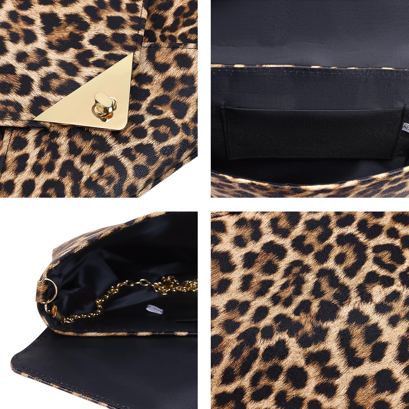 Women's Genuine Leather Clutch Purse - Leopard Print Fashion Evening Bag, Crossbody Handbag with Wallet - Perfect for Parties, Weddings & Night Out