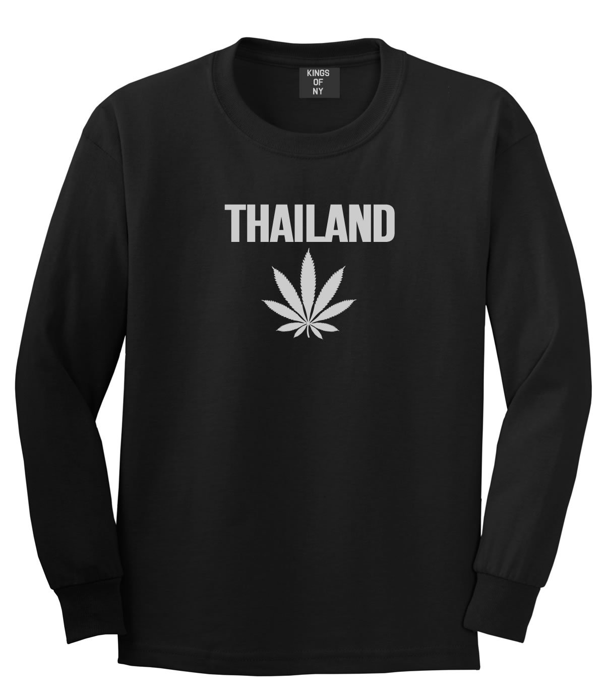 Thailand Weed Leaf Print Long Sleeve T-Shirt for Men - Cannabis Enthusiast Apparel for Festivals & Casual Wear
