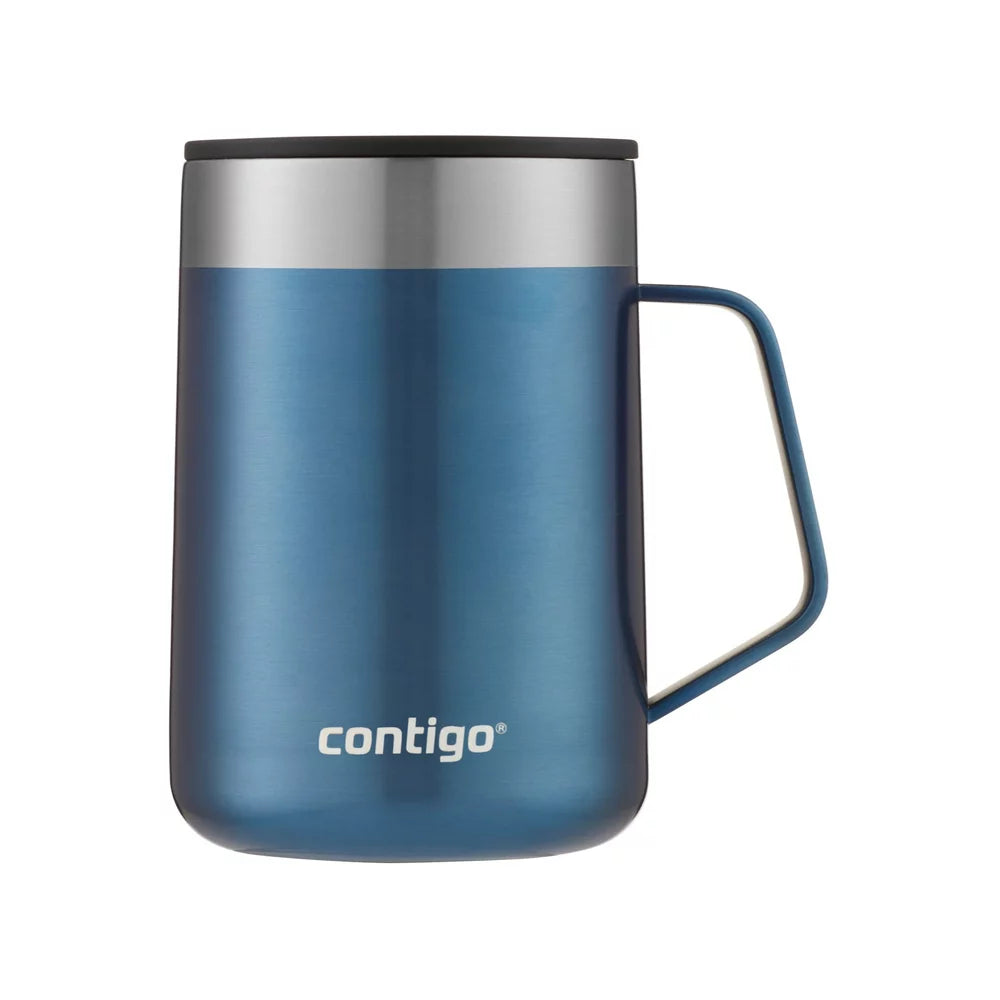 Contigo Insulated Stainless Steel Desk Mug 420ml (14oz) - Leak-Proof, BPA-Free, Keeps Drinks Hot/Cold for Hours - Perfect for Office, Home, or Travel - Blue