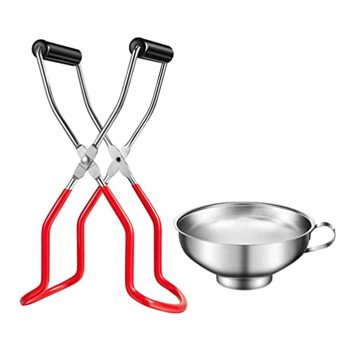 Scicalife Collapsible Stainless Steel Canning Funnel Set - 3-Piece Home Canning Supplies Kit with Jar Lifter Tongs & Grip Handle - Perfect for Preserving Jams, Pickles & Homemade Sauces in Mason Jars