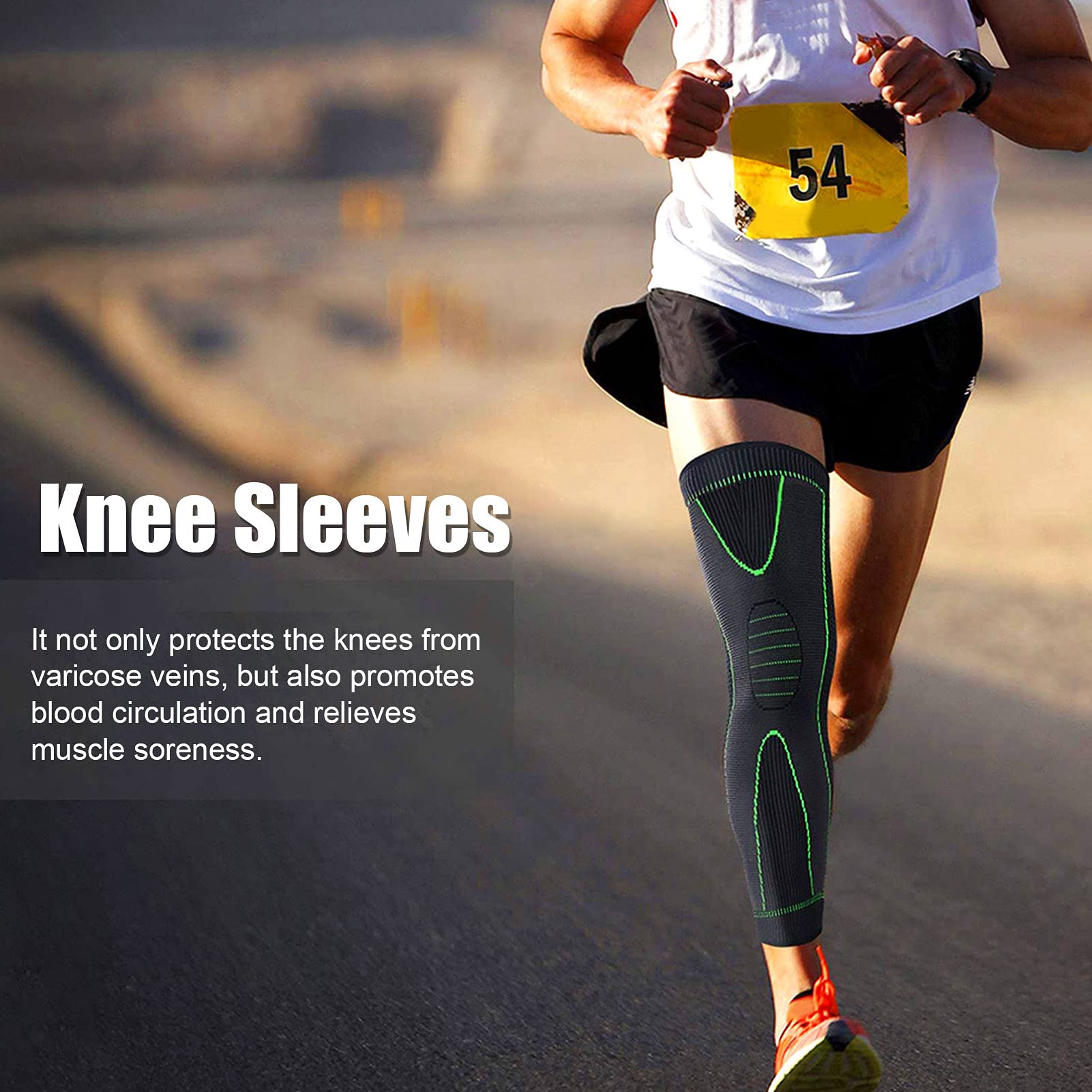 Best Compression Knee Sleeve for Varicose Veins, Lymphedema & DVT Relief - Stable & Durable Leg Support Sleeves - Easy to Wear High Compression for Circulation & Pain Relief - Perfect for Running, Workouts & Daily Wear (Medium Size)