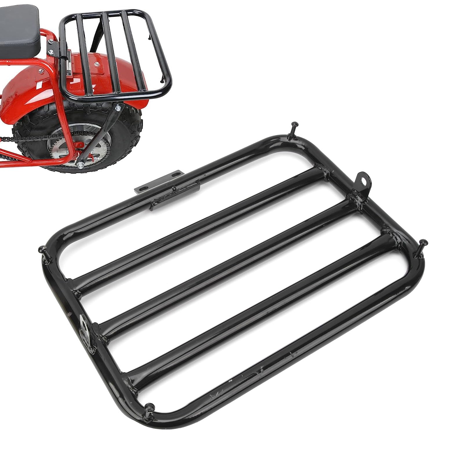 405x295mm Mini Bike Rear Rack - Steel Alloy Rear Seat Luggage Carrier for Coleman Trail CT200U 196cc | Durable Cargo Rack Bracket Replacement for Mini Bikes, Perfect for Camping, Hunting & Outdoor Adventures