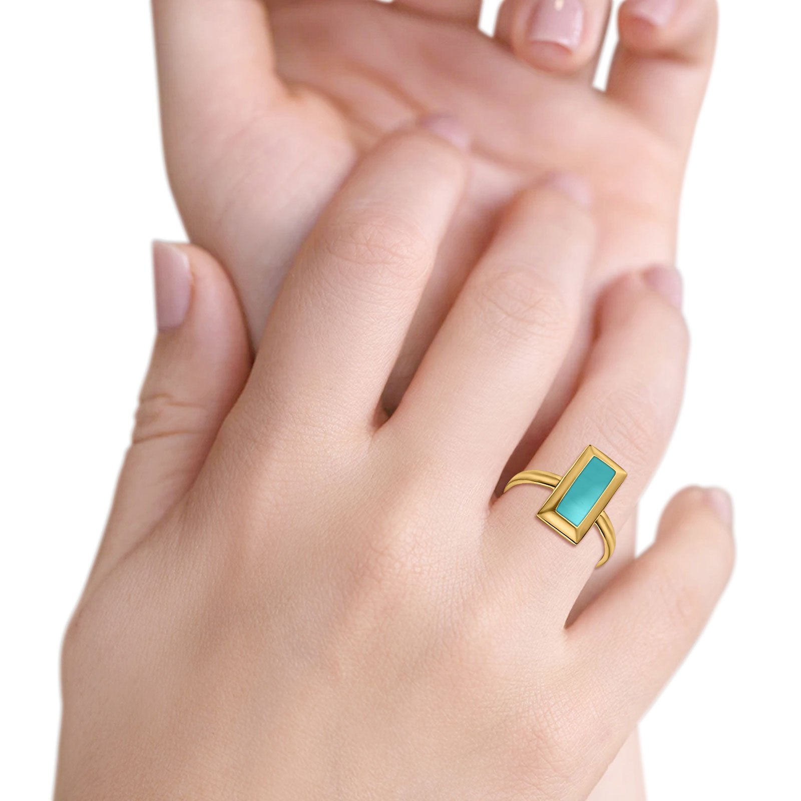 16mm Radiant Cut Solitaire Ring - 925 Sterling Silver Simulated Turquoise Thumb Ring for Women | Elegant Statement Jewelry for Parties, Weddings & Everyday Wear