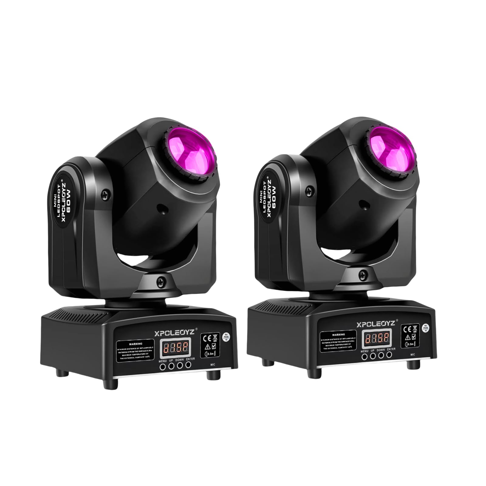 60W DMX 512 Moving Head Stage Lights - 8 Gobos, 8 Colors, 11 Channels with Sound Activation for Wedding, DJ, Party & Event Lighting (2 Pack) - Perfect for Stage Shows, Nightclubs, Concerts & Live Performances