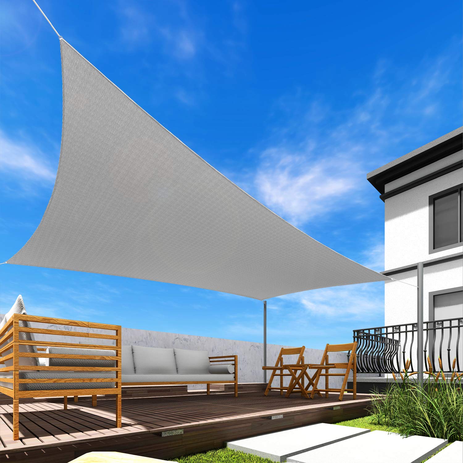 Windscreen4less Light Grey Sun Shade Sail 3' x 20' Rectangle UV Blocking Permeable Fabric for Outdoor Patio Backyard - Customizable Size | Perfect for Sun Protection, Deck Shading & Garden Relaxation