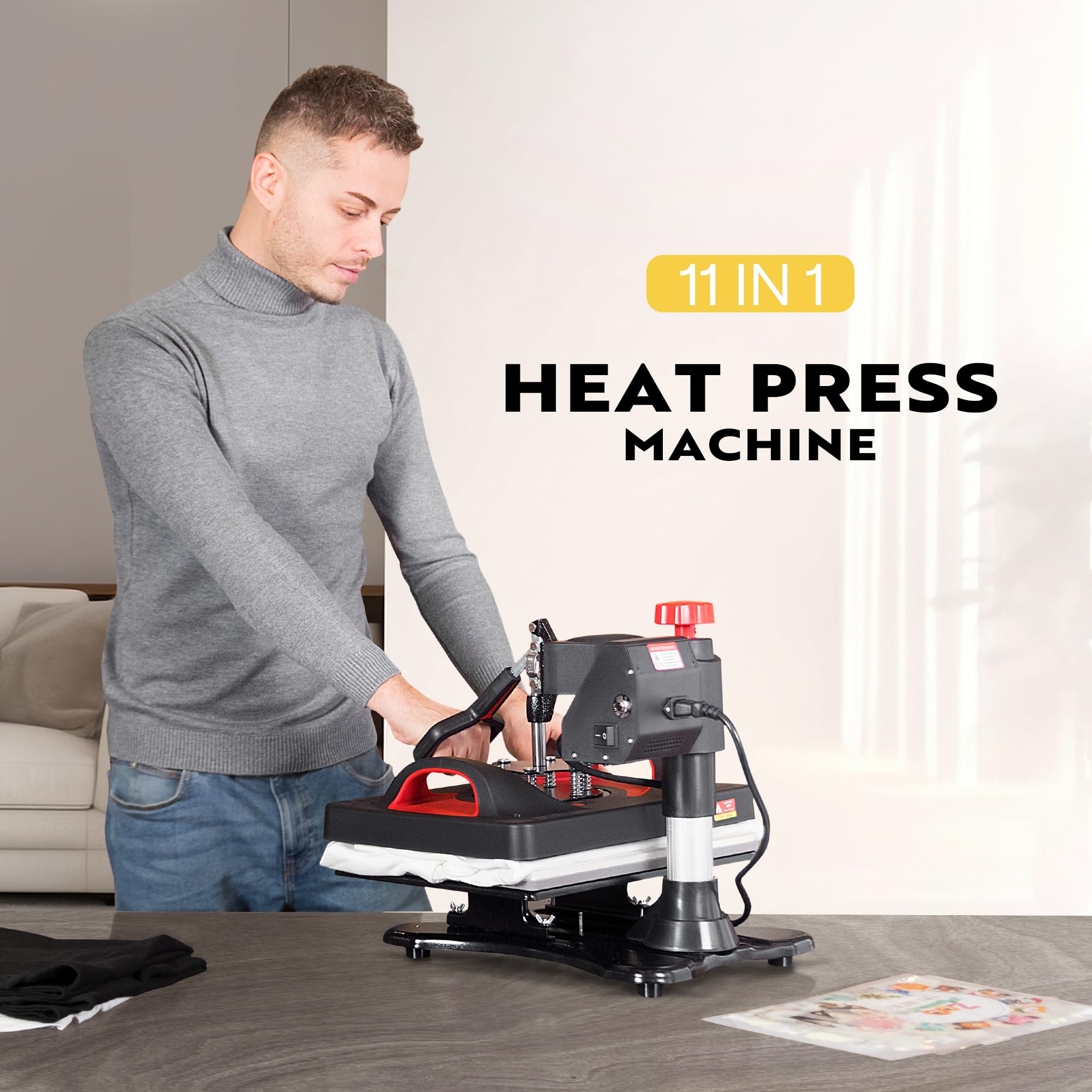 VIVOHOME Upgraded 11-in-1 Heat Press Machine - Professional Swing Away Clamshell Design for T-Shirt, Mug, Hat & Sublimation Printing - Perfect for DIY Crafts & Small Business Use