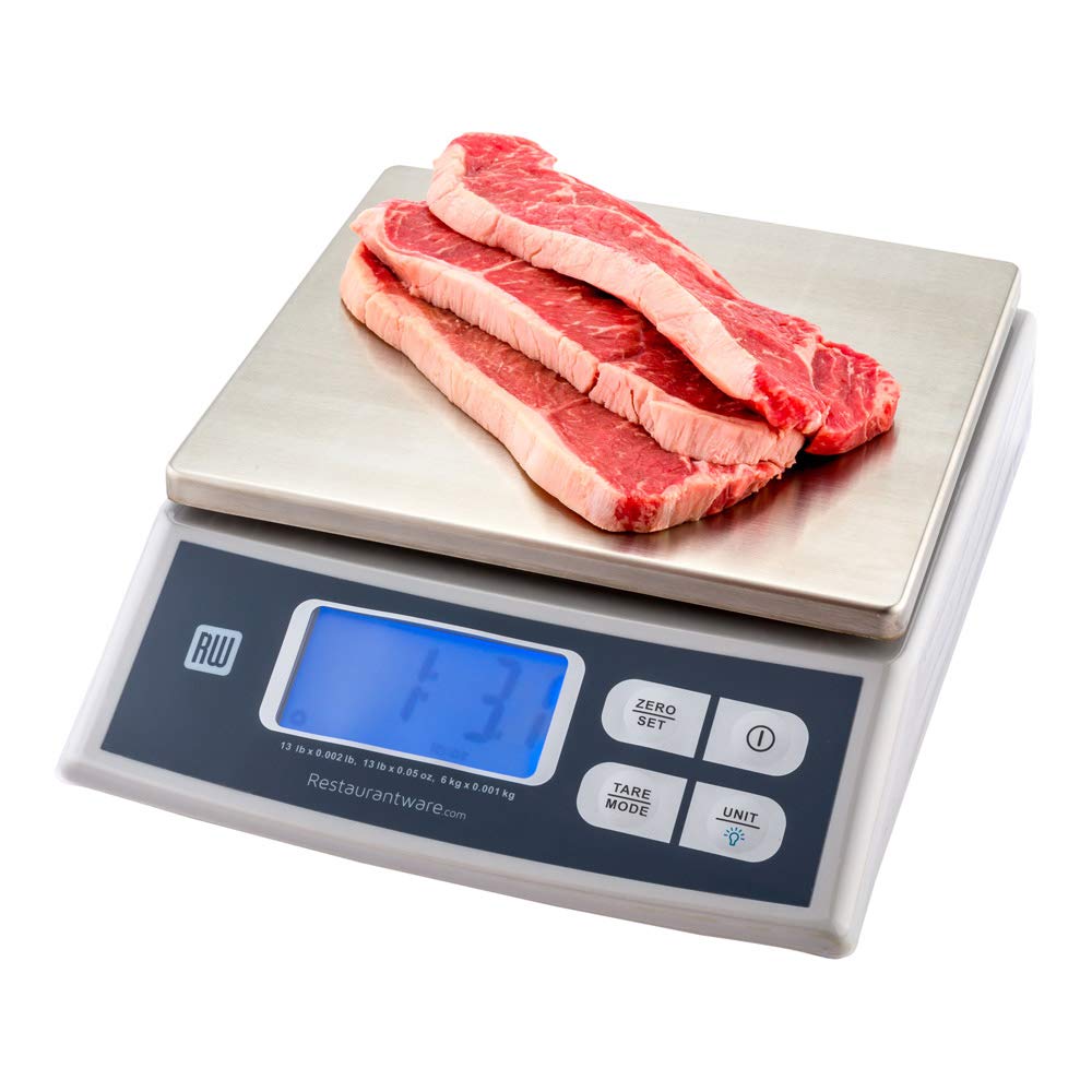Restaurantware Met Lux 13 lb Digital Portion Control Food Scale - Stainless Steel Kitchen Scale with LCD Display, 4 Weighing Units for Precise Cooking & Baking | Perfect for Meal Prep, Portion Control, and Home Kitchen Use