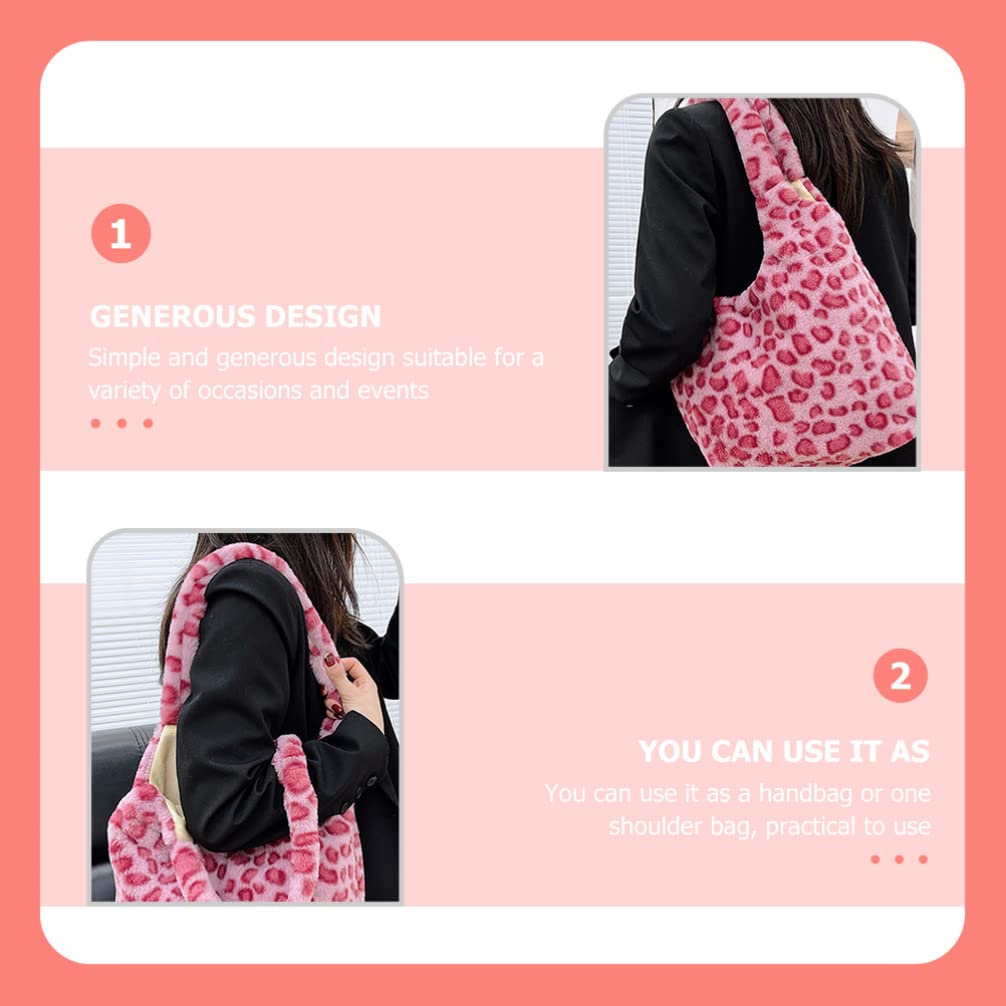 VALICLUD Aesthetic Cute Floral Fuzzy Tote Bag - Plush Soft Shoulder Handbag for Women & Girls | Large Capacity Purse for Shopping, Beach, Work & Daily Use