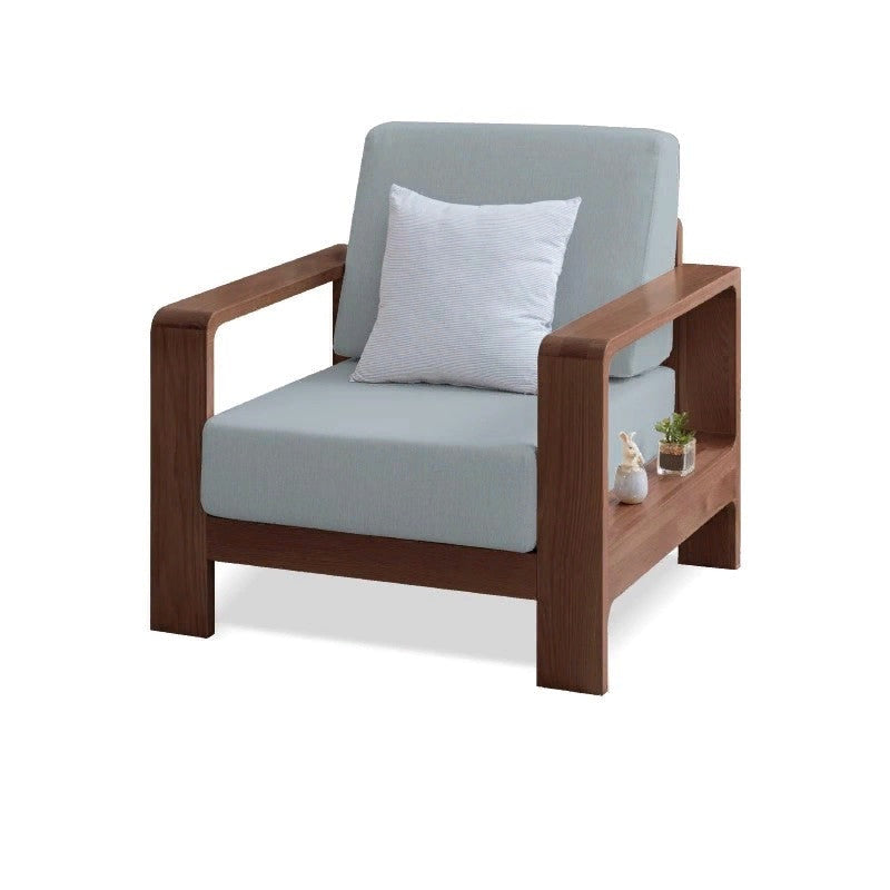 Oak Solid Wood Modern Fabric Sofa - Contemporary Living Room Furniture for Small Spaces & Apartments | Durable & Stylish Home Decor