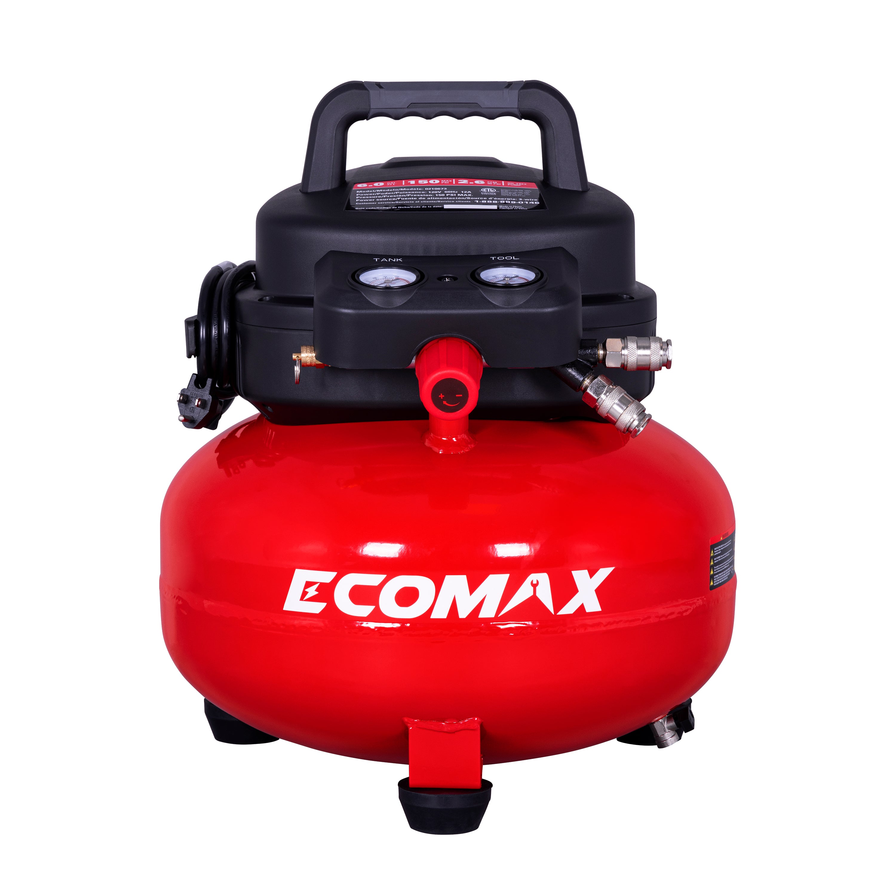 Ecomax 6 Gallon 1.0 HP Pancake Air Compressor - Portable & Powerful for Home DIY, Nail Guns, Inflating Tires & Outdoor Tools