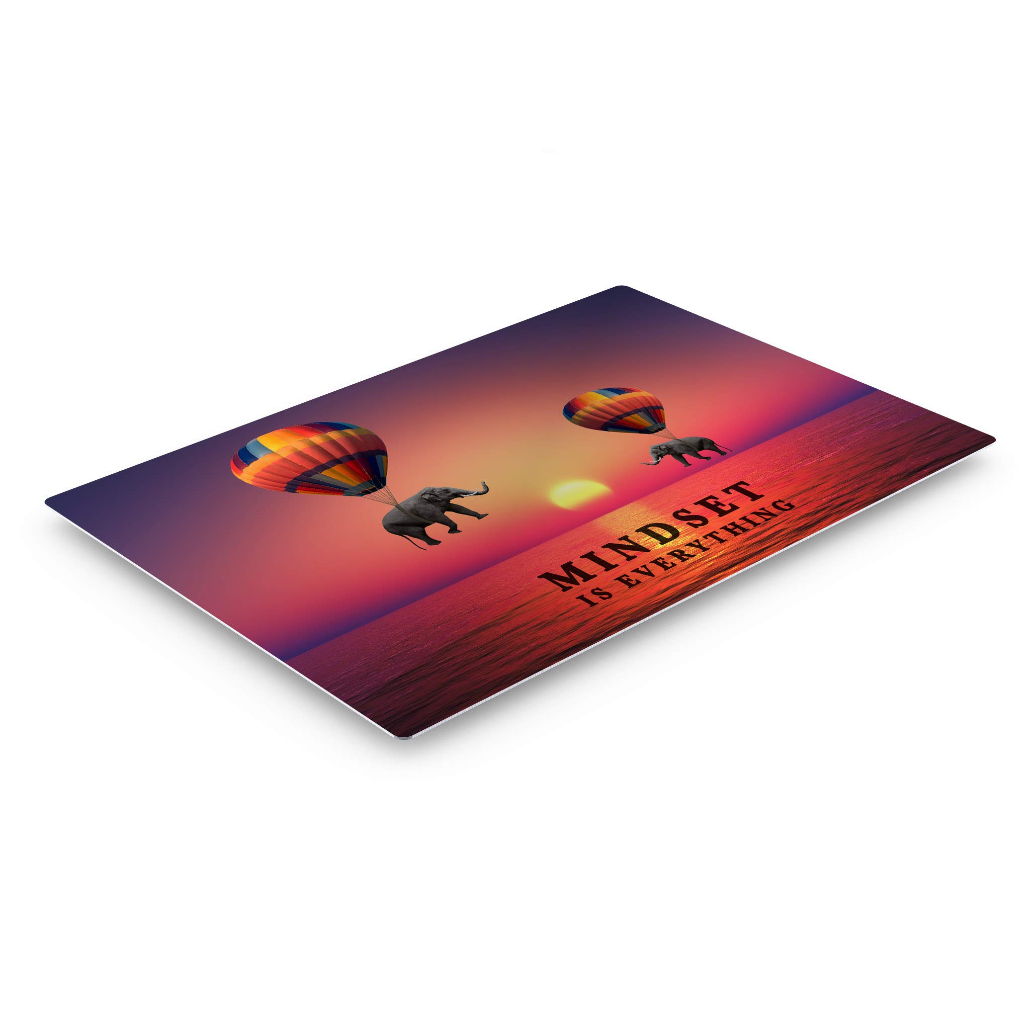 Motivational Metal Wall Art - 'Mindset is Everything' Elephant with Balloon Sunset Inspirational Quote Print | Office & Living Room Decor | Ready to Hang 30x40 | Perfect for Home, Office & Gift Giving