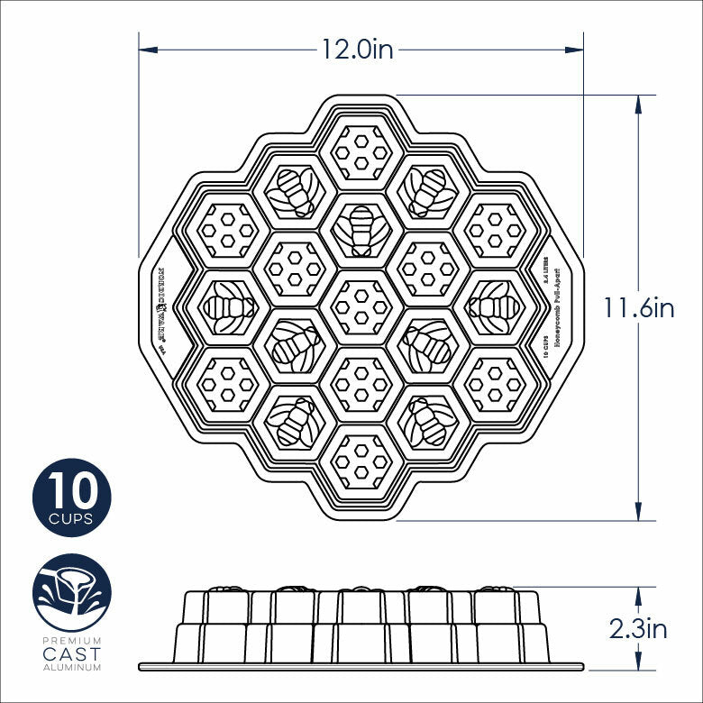 Nordic Ware 10 Cup Honeycomb Pull-Apart Baking Pan | Non-Stick Cake Pan for Bundt Cakes, Coffee Cakes & Sweet Breads | Perfect for Holidays, Parties & Family Gatherings
