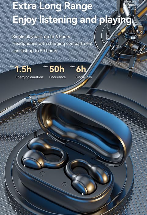 Open Ear Bone Conduction Bluetooth Headphones - Wireless Sports Headset for Running, Cycling & Workout (Black) - Sweatproof & Comfortable for Outdoor Activities