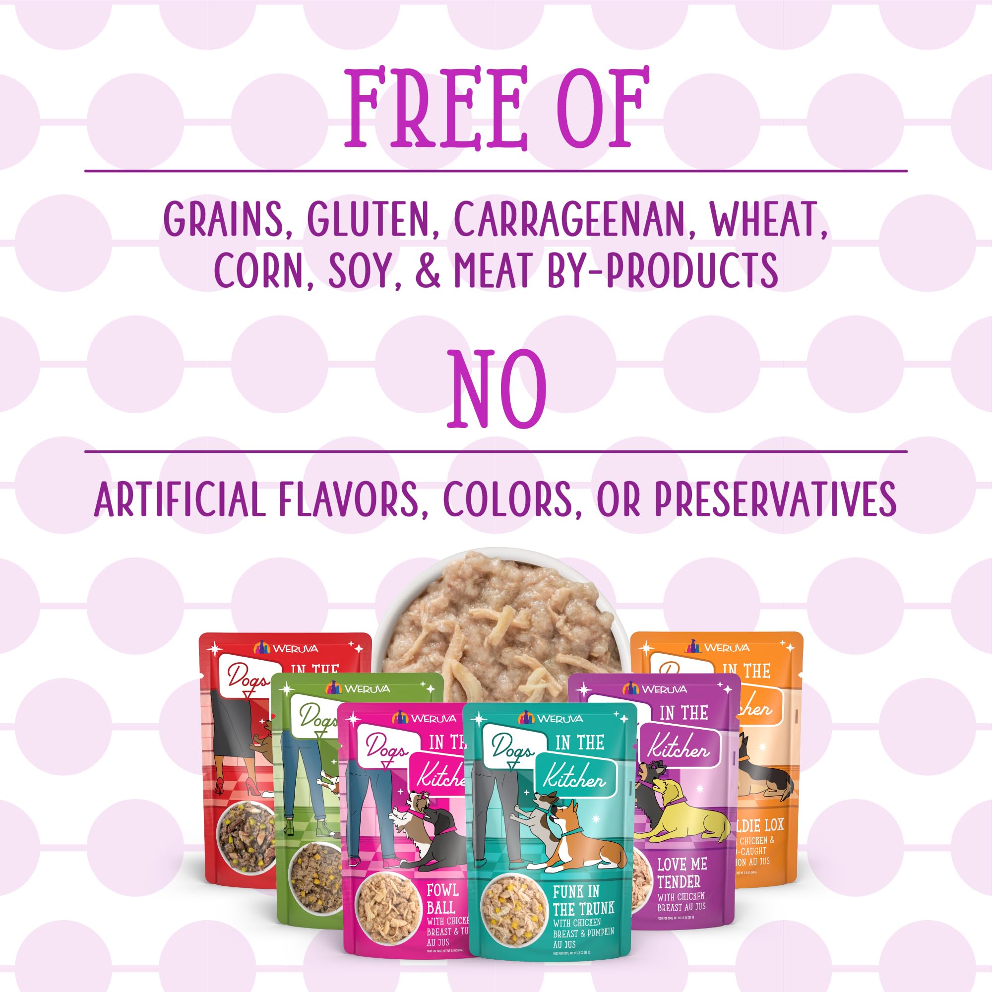 Weruva Dogs in The Kitchen Variety Pack - Pooch Pouch Party! Wet Dog Food for Small & Medium Breeds, 2.8Oz Pouches (Pack of 12) - Perfect for Travel, Training Treats & On-The-Go Meals