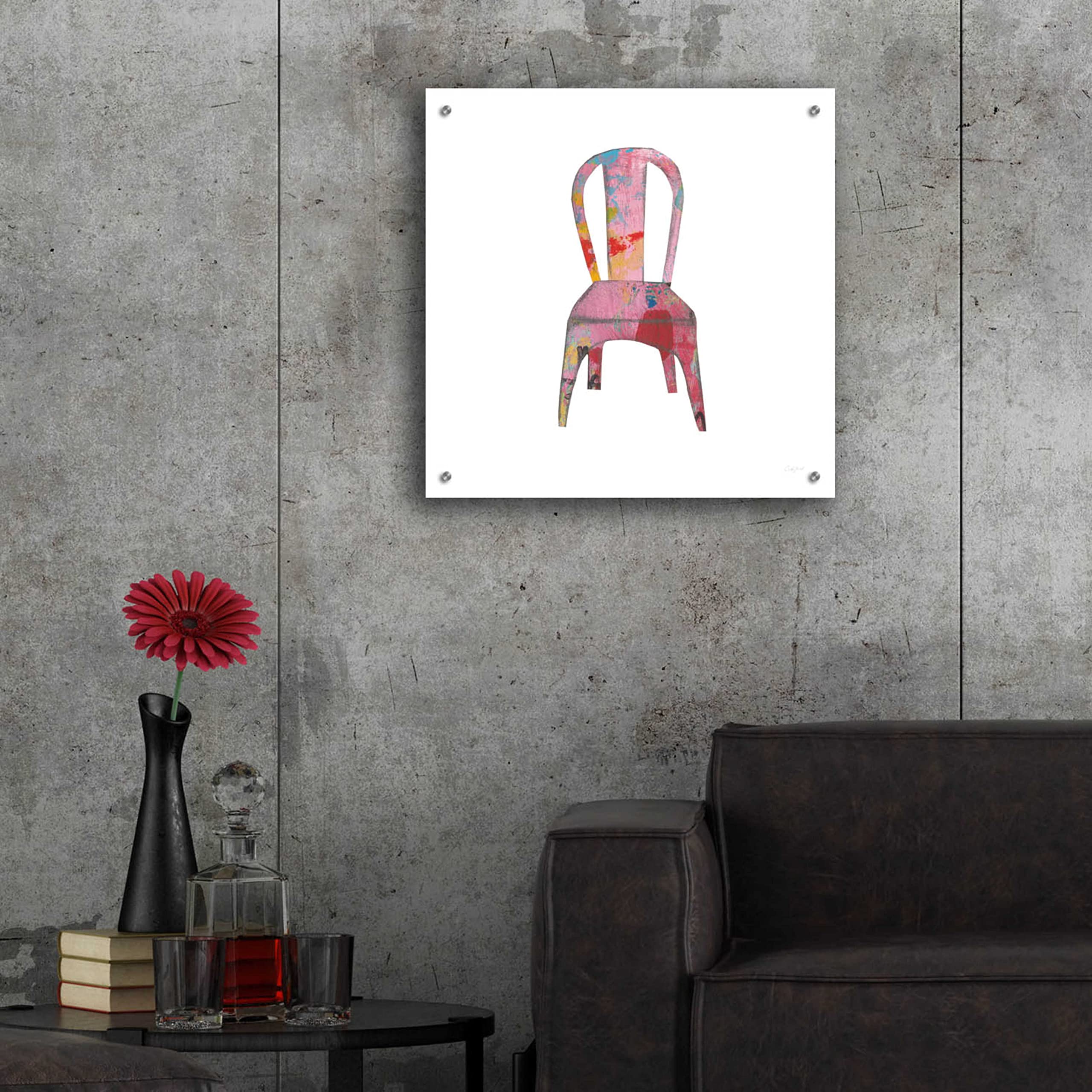 Courtney Prahl Mod Chairs I Acrylic Glass Wall Art - 24x24 Inch Modern Abstract Painting for Living Room, Bedroom & Office Decor