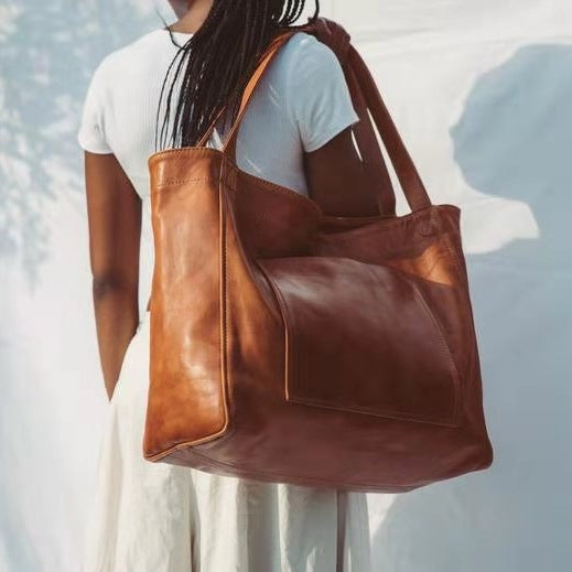 Large Capacity Oil Wax Canvas Tote Bag for Women - Durable Shoulder Bag for Work, Travel & Shopping - Stylish & Spacious Handbag for Everyday Use