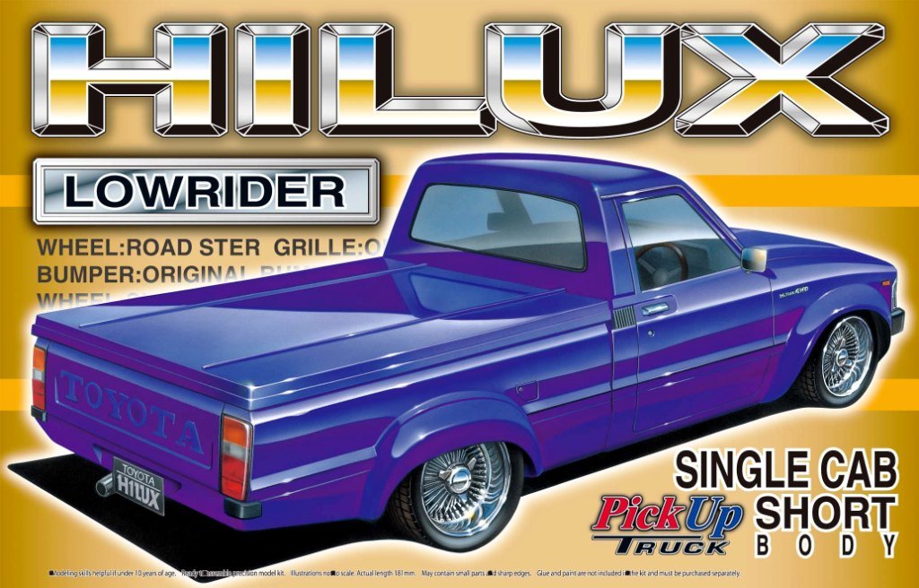 1:24 Scale Aoshima Toyota Hilux Lowrider Truck Model Kit - Perfect for Collectors, Hobbyists & Custom Car Enthusiasts