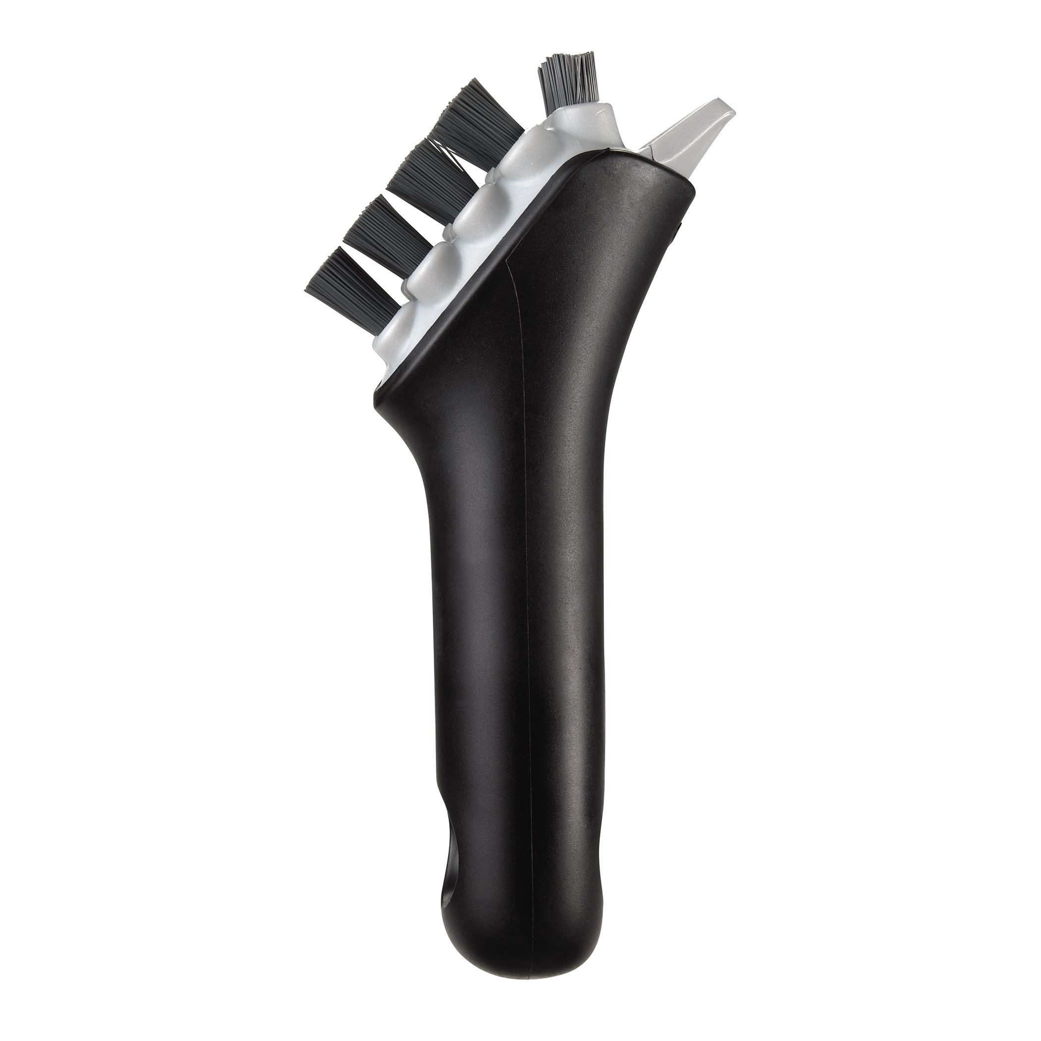 OXO Good Grips Cast Iron Pan Brush - Heavy Duty Scrubber for Stubborn Residue | Perfect for Cleaning Cast Iron Skillets, Griddles & Cookware | Dishwasher Safe Kitchen Brush
