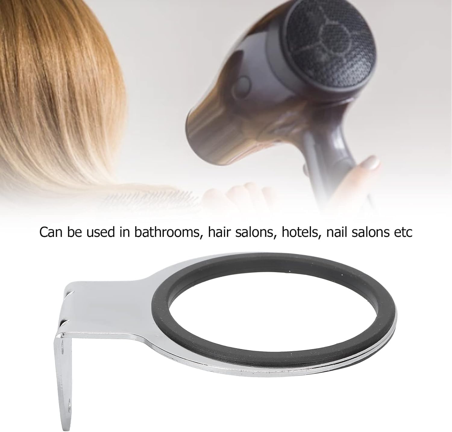 Stainless Steel Hair Dryer Holder - Durable Wall Mount Blow Dryer Organizer for Bathroom, Silvery Finish | Perfect for Salon, Spa & Home Use