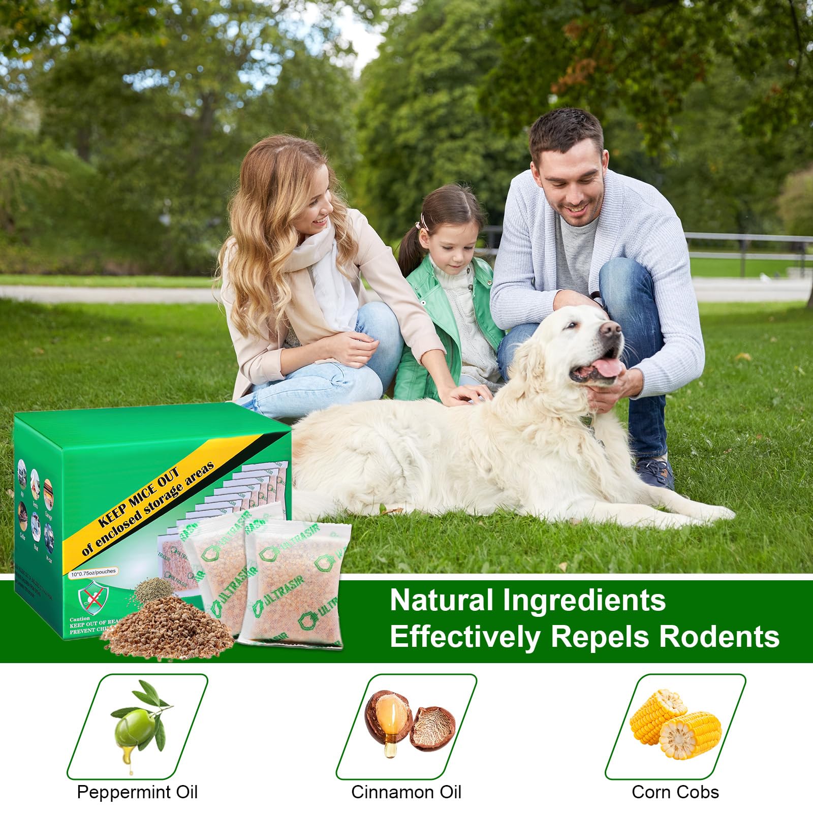Natural Peppermint Oil Mouse & Squirrel Repellent Pouches - 10 Pack Safe for Humans & Pets | Rodent, Rat, Ant & Insect Repeller for Home, Garage, Basement & Outdoor Use