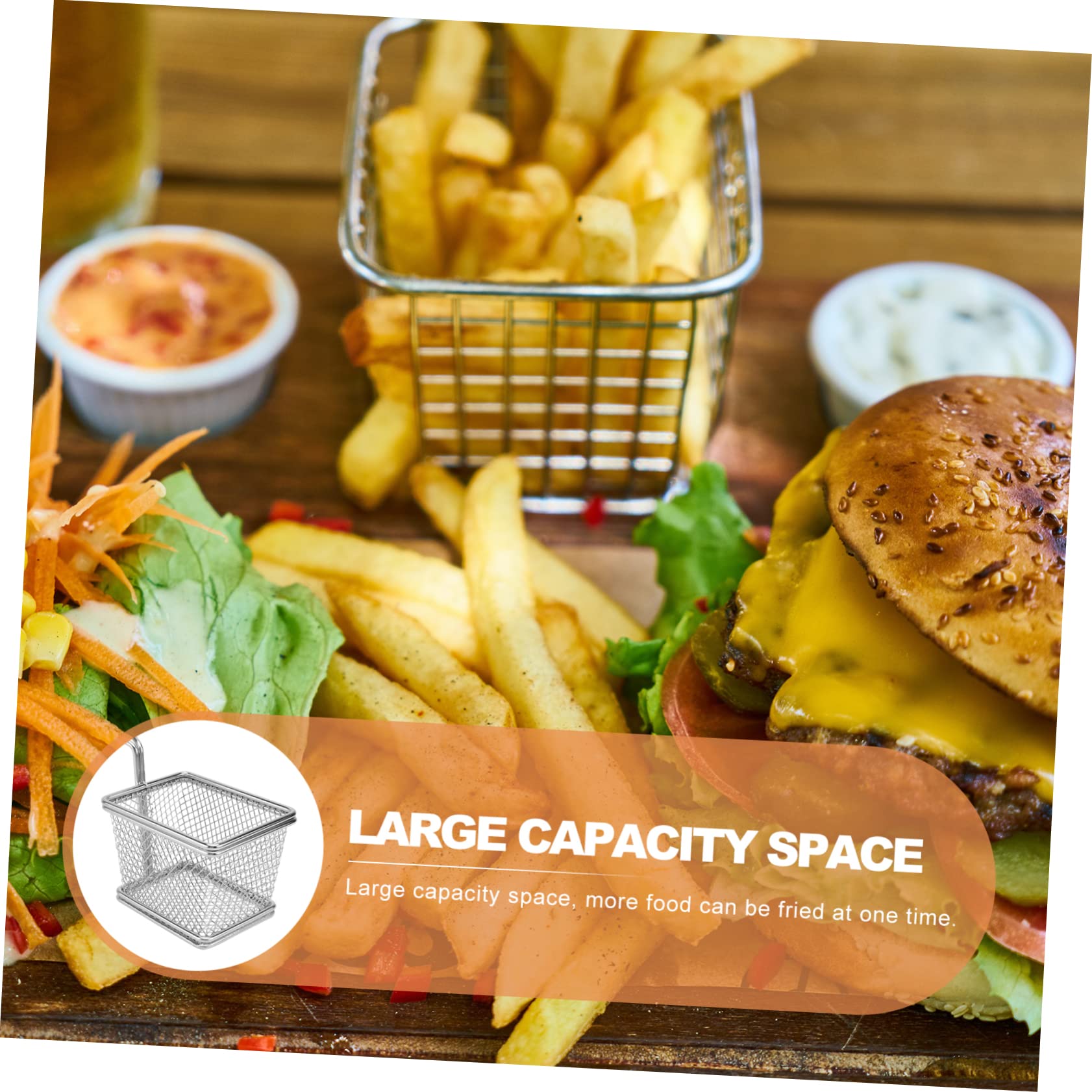 DOITOOL Stainless Steel Square Fry Basket - 1 Pc Wire Mesh Chip Basket for Frying Chicken, Fries & Chips - Durable Kitchen Strainer & Filter Spoon - Perfect for Restaurants, Food Trucks & Home Cooking
