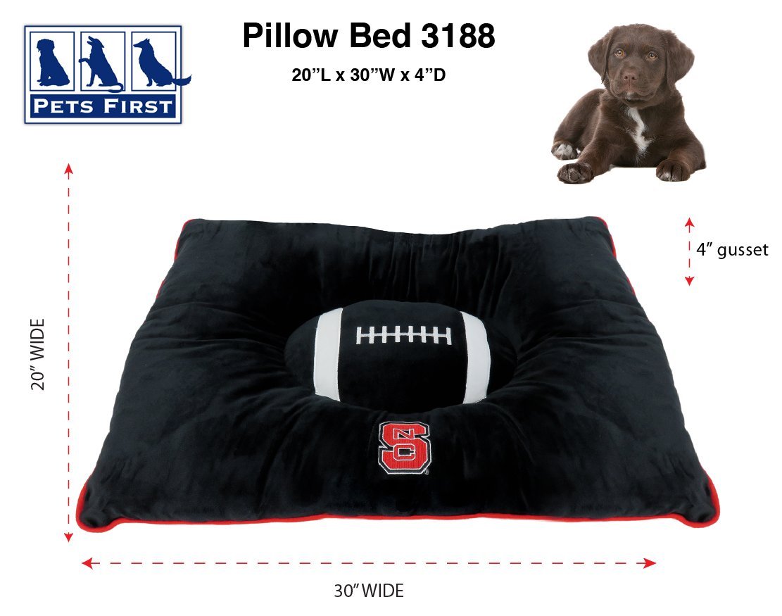 Pets First NCAA PET BED - North Carolina State Wolfpack Soft & Cozy Plush Pillow Bed for Dogs & Cats | Sports-Themed Dog Bed & Cat Mattress | Warm & Comfortable Collegiate Pet Bed for Cuddling | Perfect for Game Day, Home Lounging & Pet Naps