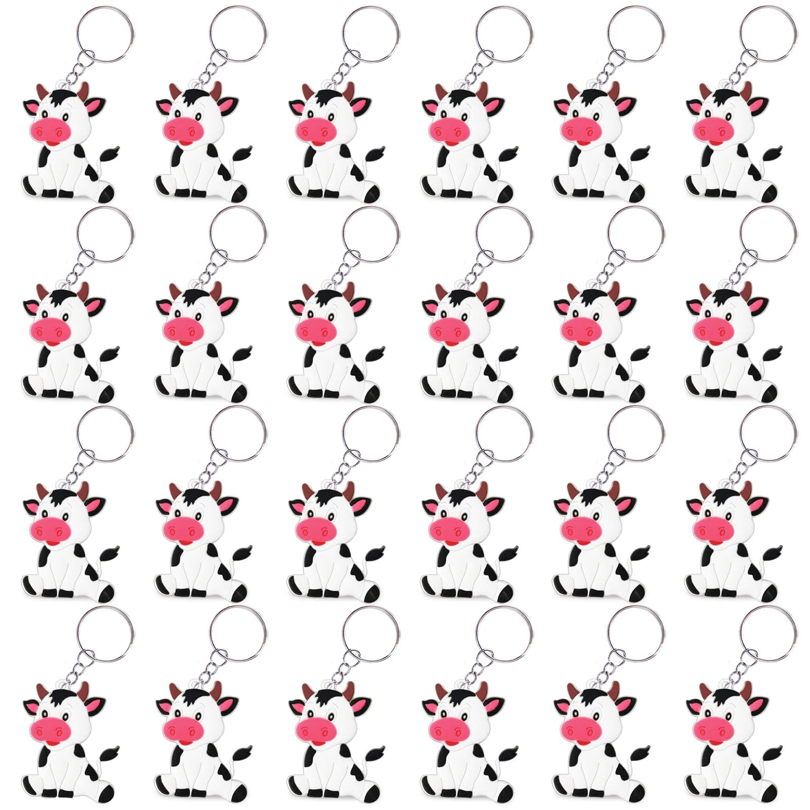 CiciBear 24 Pack Cow Keychains - Bulk Cow Themed Party Favors for Baby Showers, Farm Animal Birthday Decorations, School Events & Kids Party Supplies | Perfect for Farm-Themed Parties, Classroom Rewards & Birthday Gift Bags
