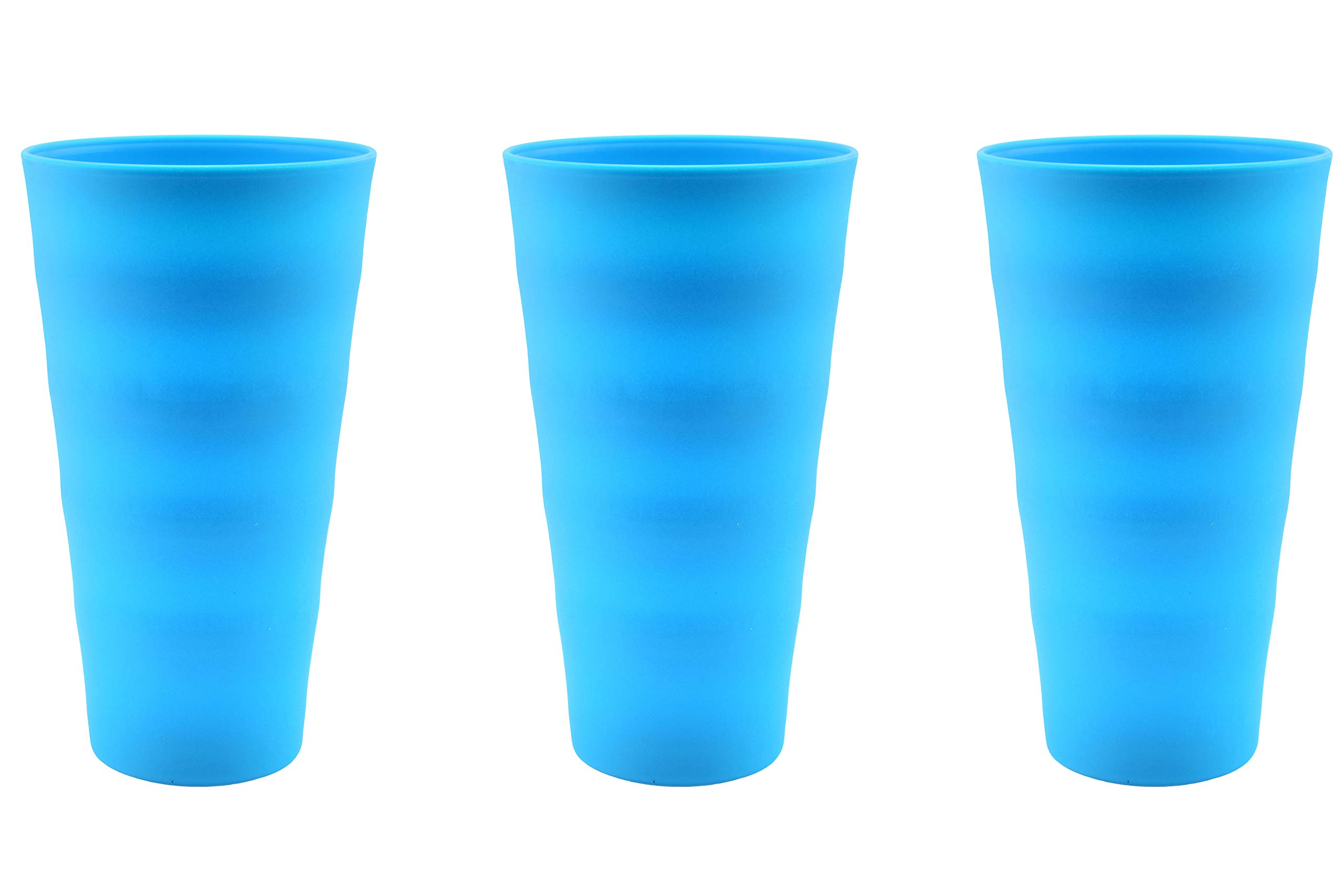 YBM 18oz Unbreakable Plastic Cups - Durable Reusable Drinking Glasses for Kids & Adults, Set of 3 (Blue) - Perfect for Parties, Picnics, and Everyday Use