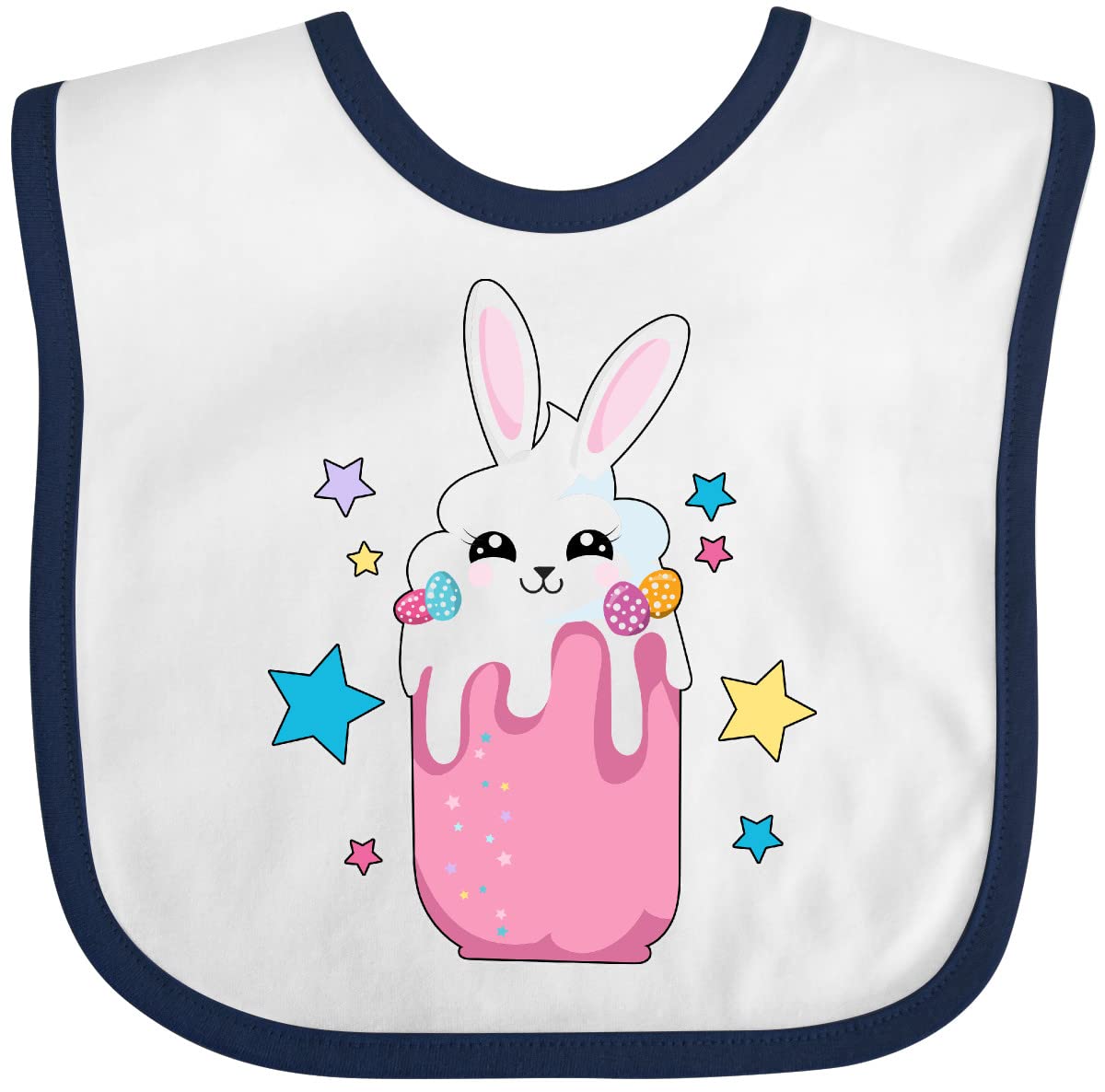 Inktastic Easter Strawberry Bunny with Stars Baby Bib - Soft & Absorbent Drool Bib for Infants & Toddlers - Perfect for Easter, Spring Celebrations & Everyday Use
