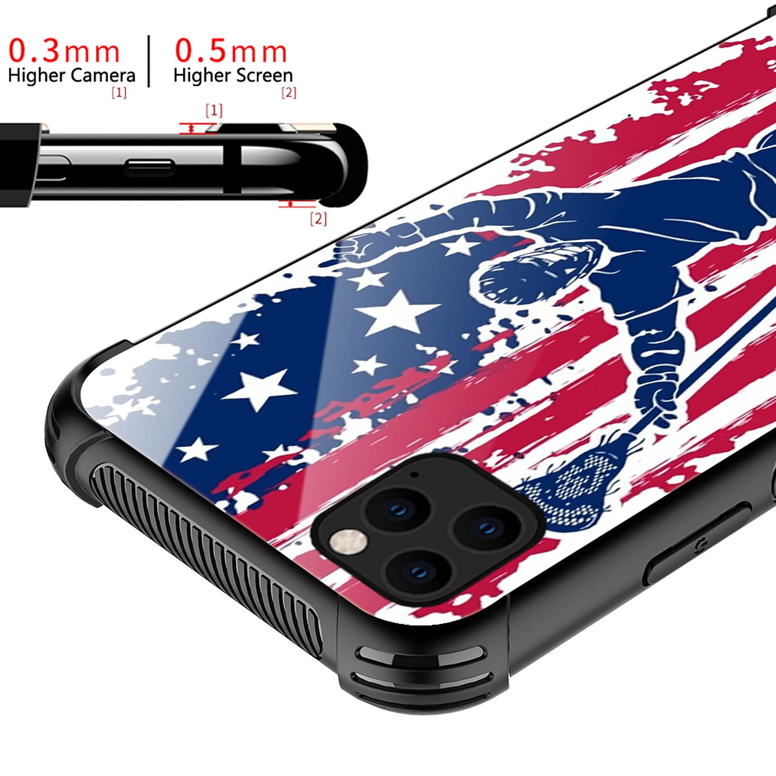 Shockproof iPhone 12 Mini Case with American Flag Lacrosse Design - Anti-Scratch Hard PC Back Cover for Girls | Perfect for Sports, School & Everyday Protection