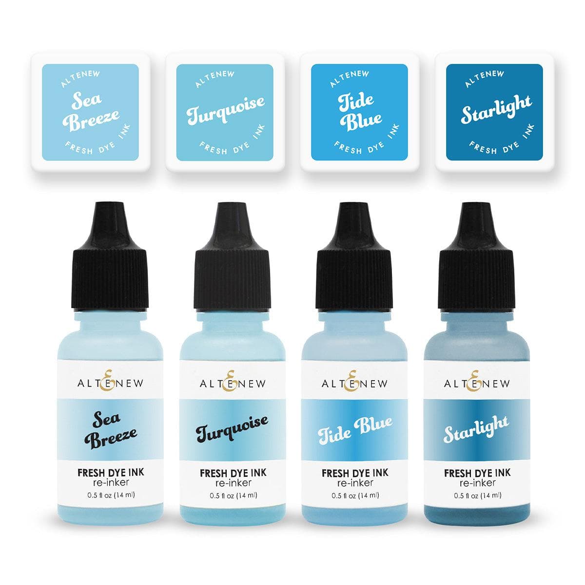 Deep Blue Seas Fresh Dye Ink Mini Cube & Reinker Bundle - Perfect for Card Making, Scrapbooking, and DIY Crafts