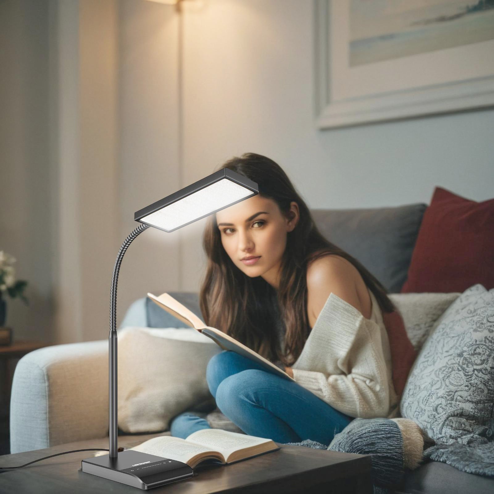 Lepower Tec Adjustable Gooseneck LED Desk Lamp with Touch Control - Eye Caring Task Light for Reading, Studying & Office Work