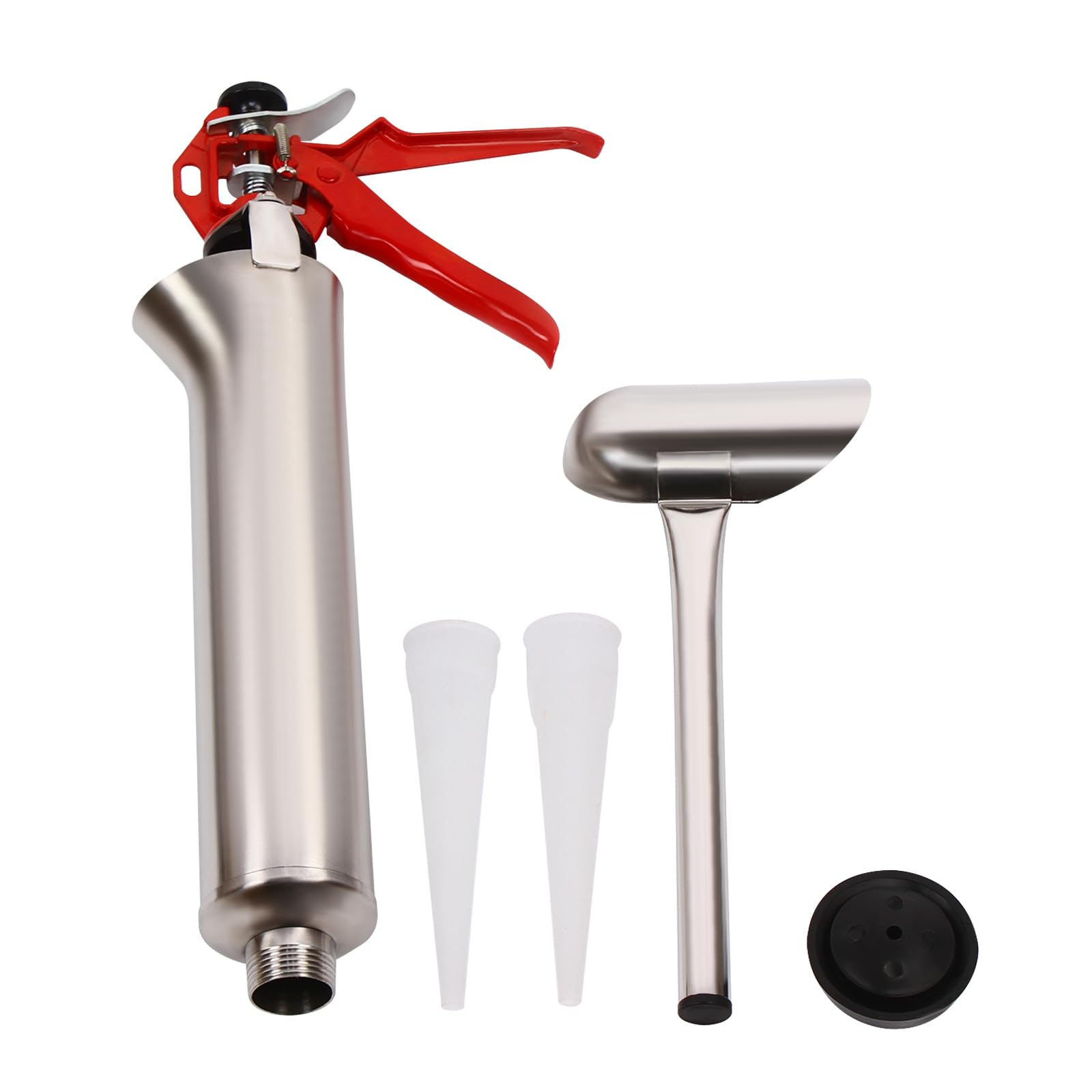 Stainless Steel Caulking Gun with 2 Nozzles - Heavy Duty Mortar Grout Applicator for Cement, Lime & Caulk - Perfect for Construction, Tile Work & DIY Home Repairs