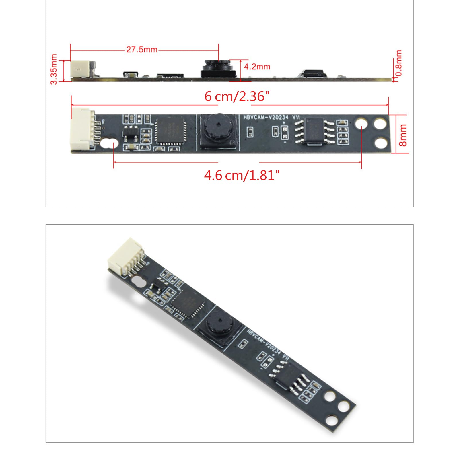 REITINGE USB Camera Module 66° Wide Angle 0.3MP OV7675 Webcam Board with Face Recognition & Photosensitive Chip for PC, Laptop, Raspberry Pi, Security & Smart Home Devices