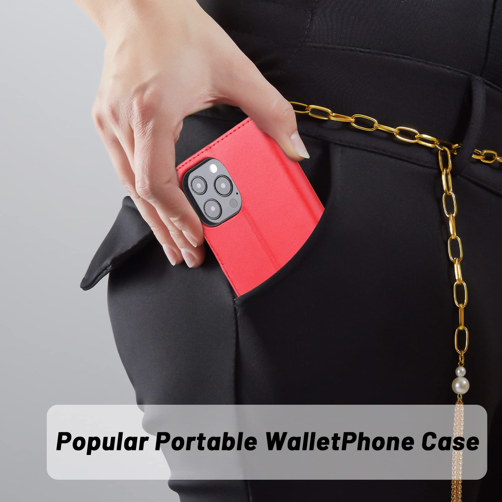 Premium Genuine Leather Flip Wallet Case for iPhone 13 Pro Max (6.7