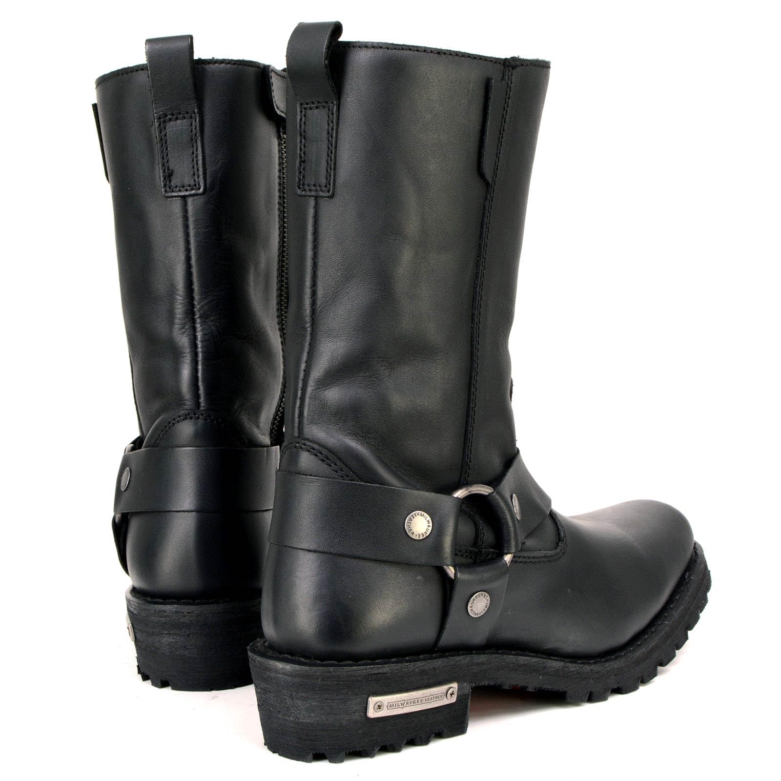 Milwaukee Leather MBL9360 Women's Black Leather 11-Inch Classic Harness Square Toe Motorcycle Boots - Durable Riding Footwear for Harley Davidson & Cruiser Bikes | Perfect for Long Rides & Motorcycle Events