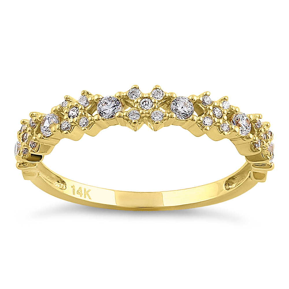 14K Solid Yellow Gold Xs and Os CZ Ring for Women - Elegant Cubic Zirconia Love Letter Ring for Valentine's Day, Anniversary, and Everyday Wear