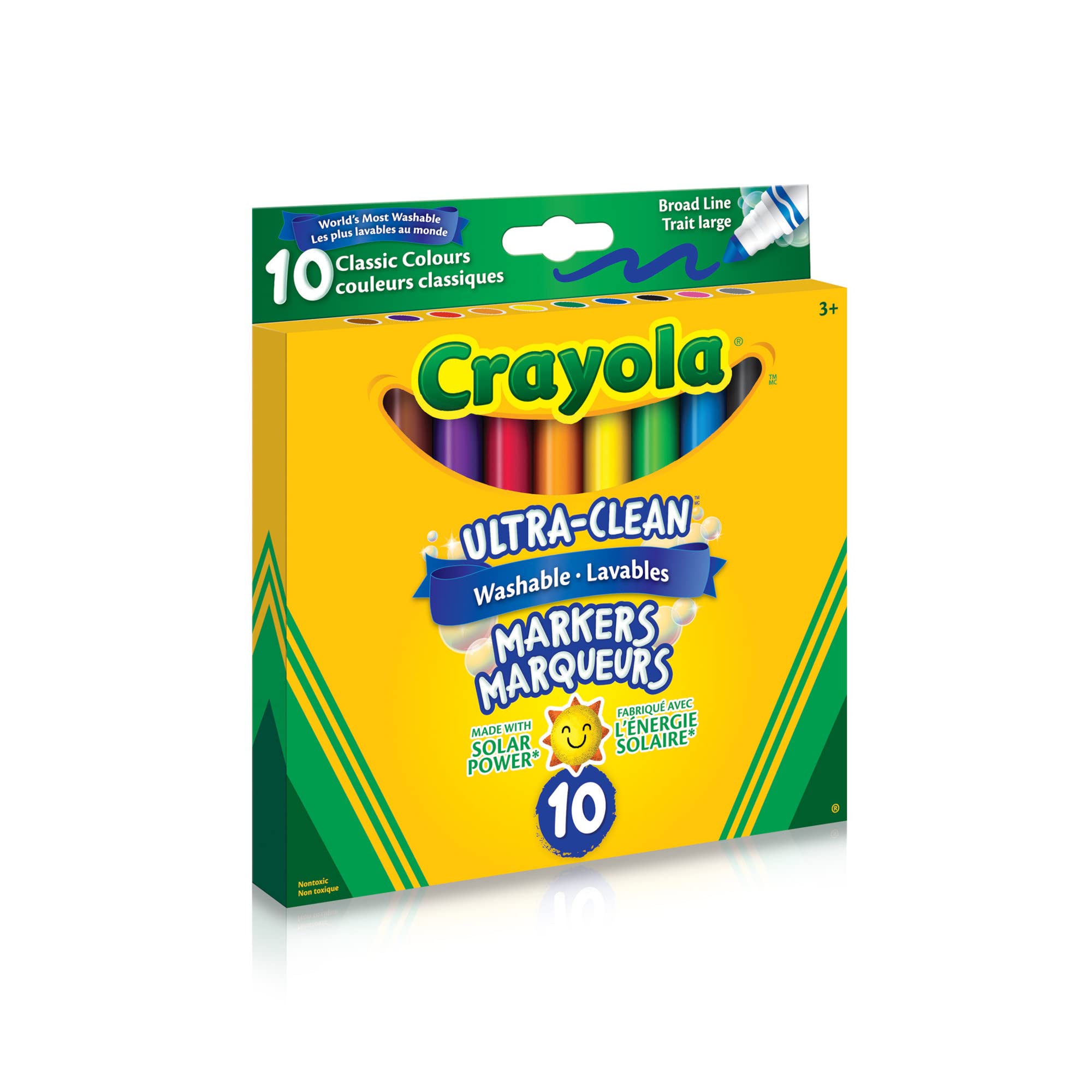 Crayola 10-Count Washable Ultra-Clean Broad Line Markers - Vibrant Colors for Kids Art Projects, School Supplies & Classroom Activities