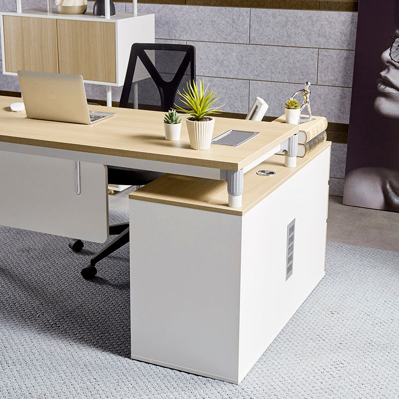 RAVEN SINGLE Workstation 160-180cm Adjustable Height Desk, Natural White Finish - Perfect for Home Office, Gaming Setup & Study Room