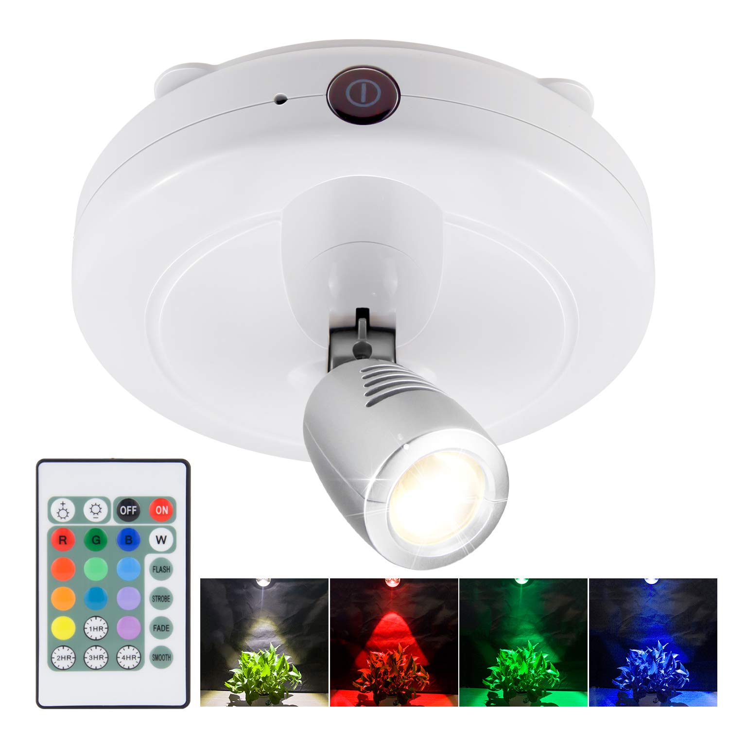 BIGMONAT Cordless Spotlight Battery Operated - RGB Picture Light with Remote & Timer, Color Changing LED Display Lamp, Dimmable Accent Lighting for Artwork, Paintings, Dartboard, Plant Gallery - Perfect for Home Decor, Art Exhibitions & Nighttime Ambiance