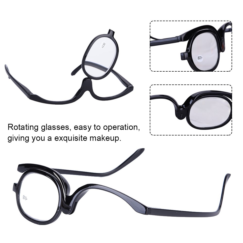 Magnifying Makeup Glasses with Flip-Up Lens - 250% Magnification Blue Cosmetic Eyewear for Precise Eye Makeup Application | Perfect for Eyeliner, Eyeshadow & False Eyelashes Application