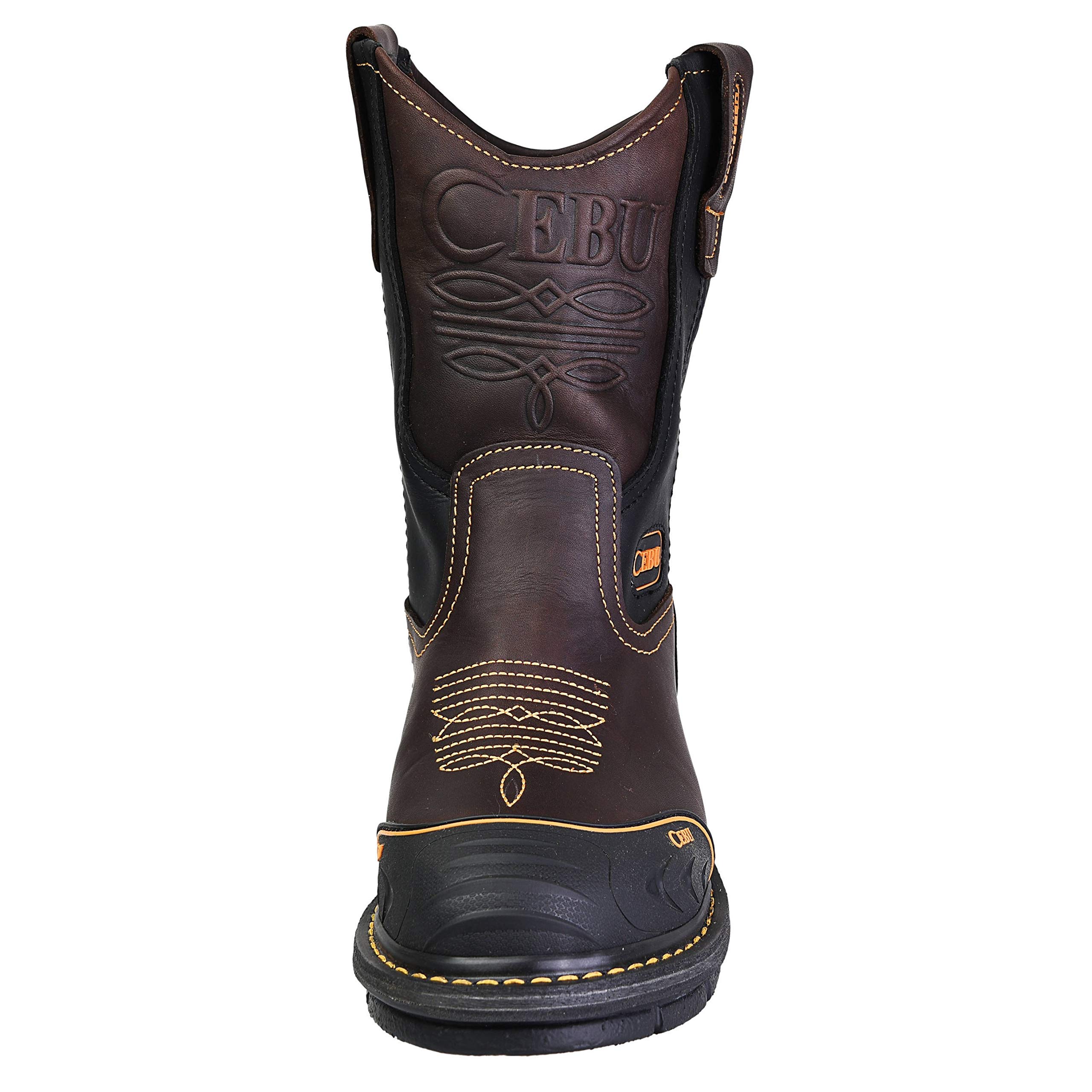 CEBU Men's Farmer Work Boots - Handcrafted with Shark Shield Technology for Professional Jobs - Durable Brown Leather Boots for Construction, Farming & Outdoor Work