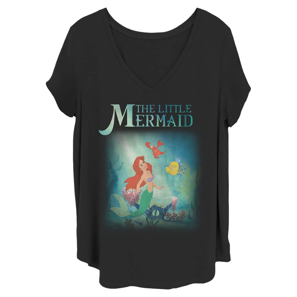 Disney Princess Little Mermaid Trio Junior's Plus Size Short Sleeve T-Shirt for Women - Casual Wear, Theme Parties & Disney Fan Gifts