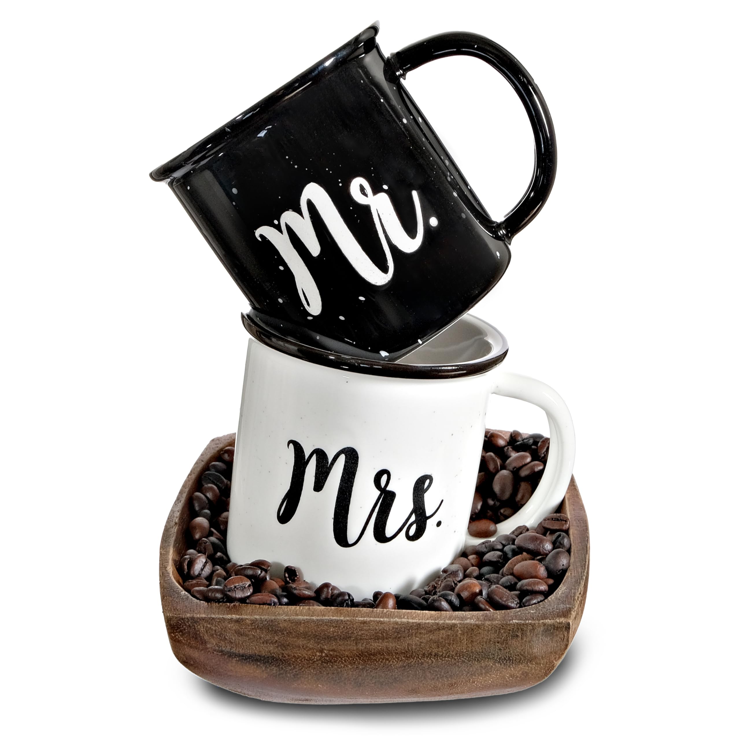 MAINEVENT Mr and Mrs Mugs Set - 11 Oz Ceramic Coffee Cups for Couples, Wedding Gift, Anniversary Present - Perfect for Morning Coffee, Romantic Dates & Couple Bonding Time