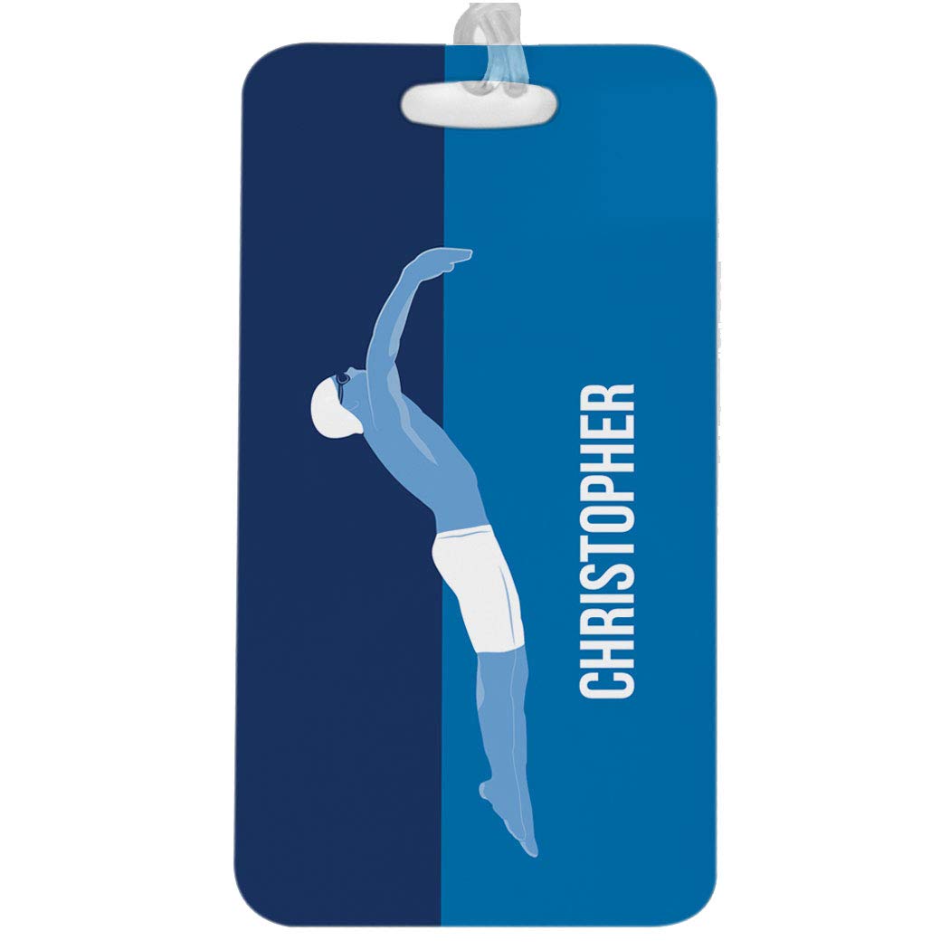 Personalized Swimmer Luggage Tag - Custom Name Large Waterproof Bag Tag for Travel & Swimming Gear - Perfect for Pool, Beach & Gym Accessories