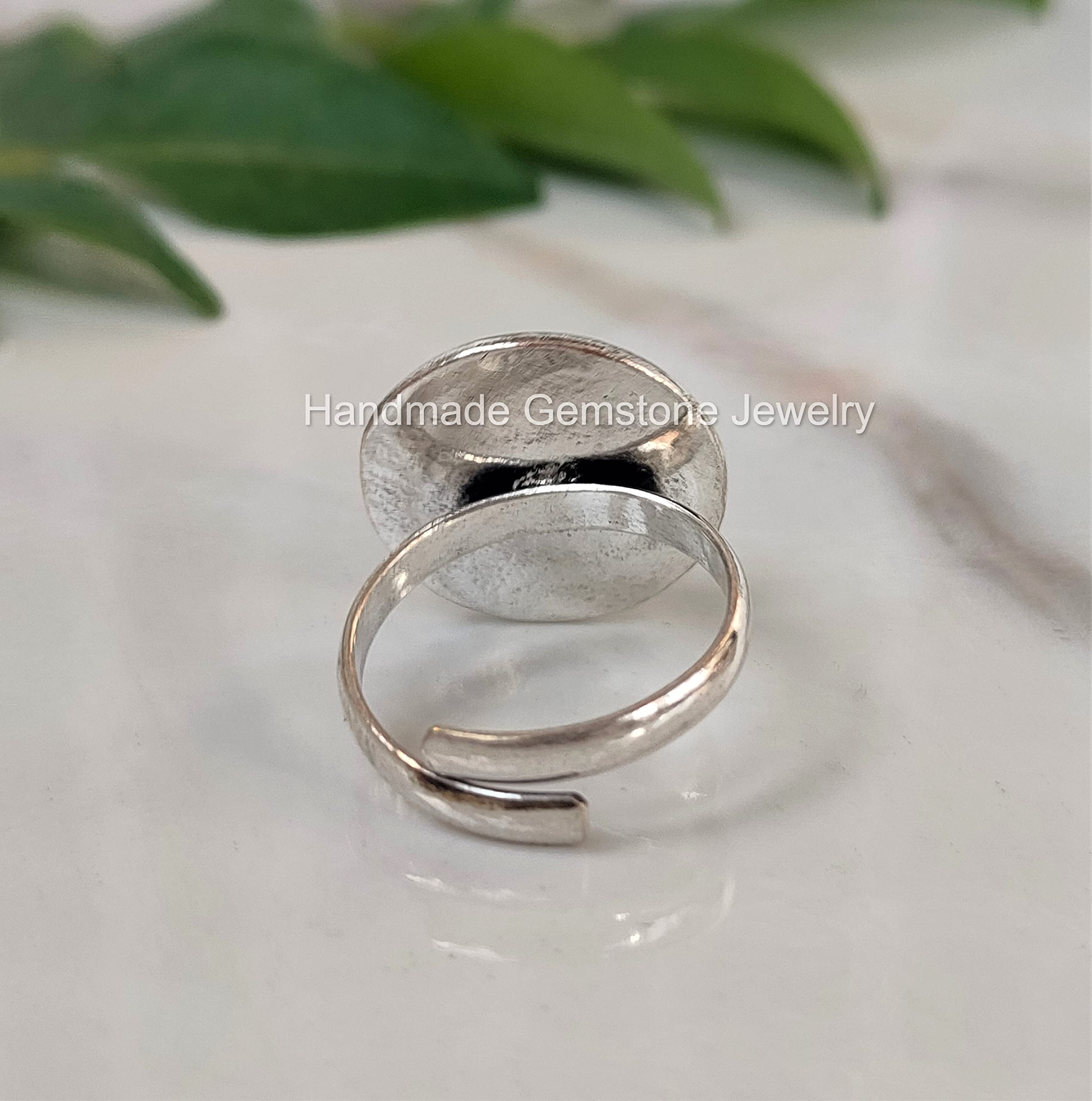 Natural Black Onyx Adjustable Ring - Round Traditional Wedding Band, Healing Crystal Jewelry for Women & Men - Handmade Bohemian Style Promise Ring - Perfect for Weddings, Engagements & Spiritual Healing