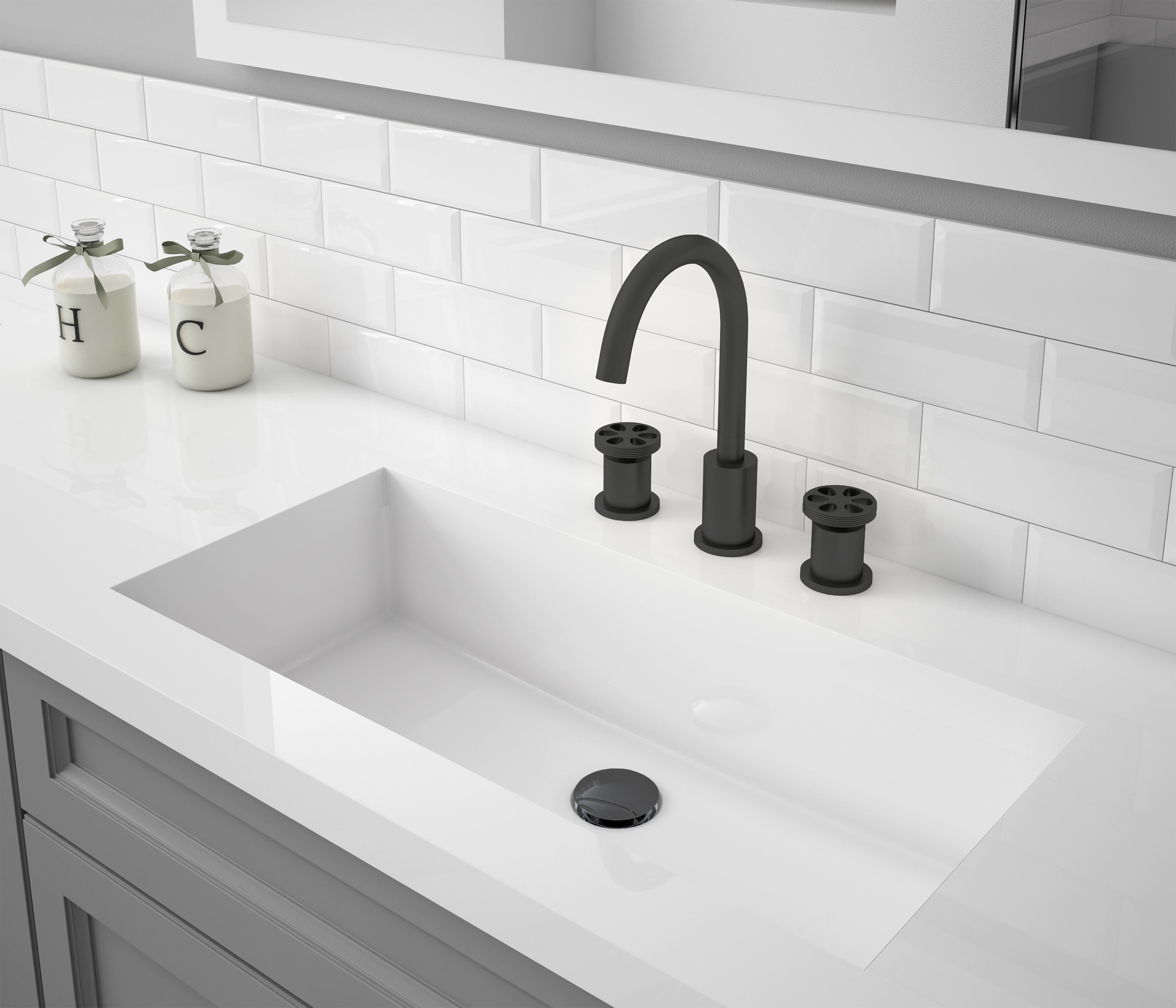 Ancona Nova Series Matte Black Widespread Bathroom Faucet - Modern Sink Faucet for Bathroom Vanity, Powder Room & Guest Bath Installation