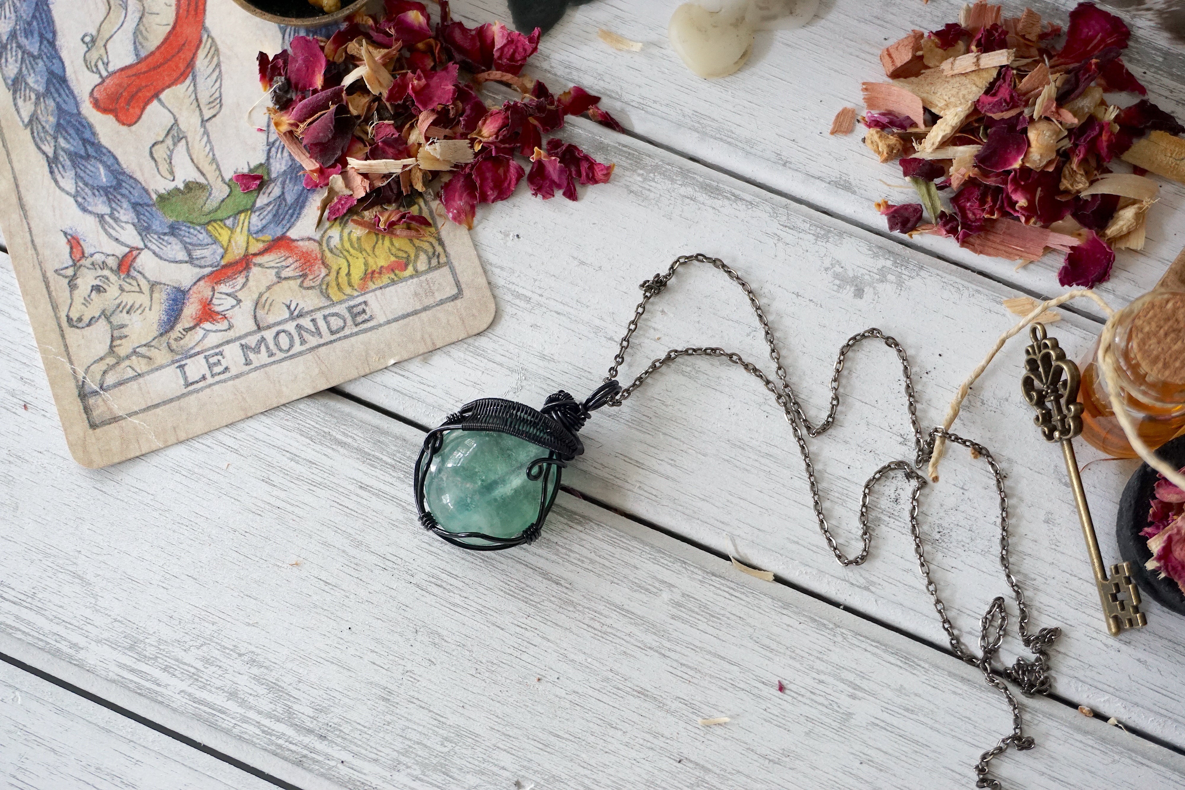 Green Fluorite Crystal Necklace - Aura Foundation Collection | Healing Stone Jewelry for Meditation & Energy Balance