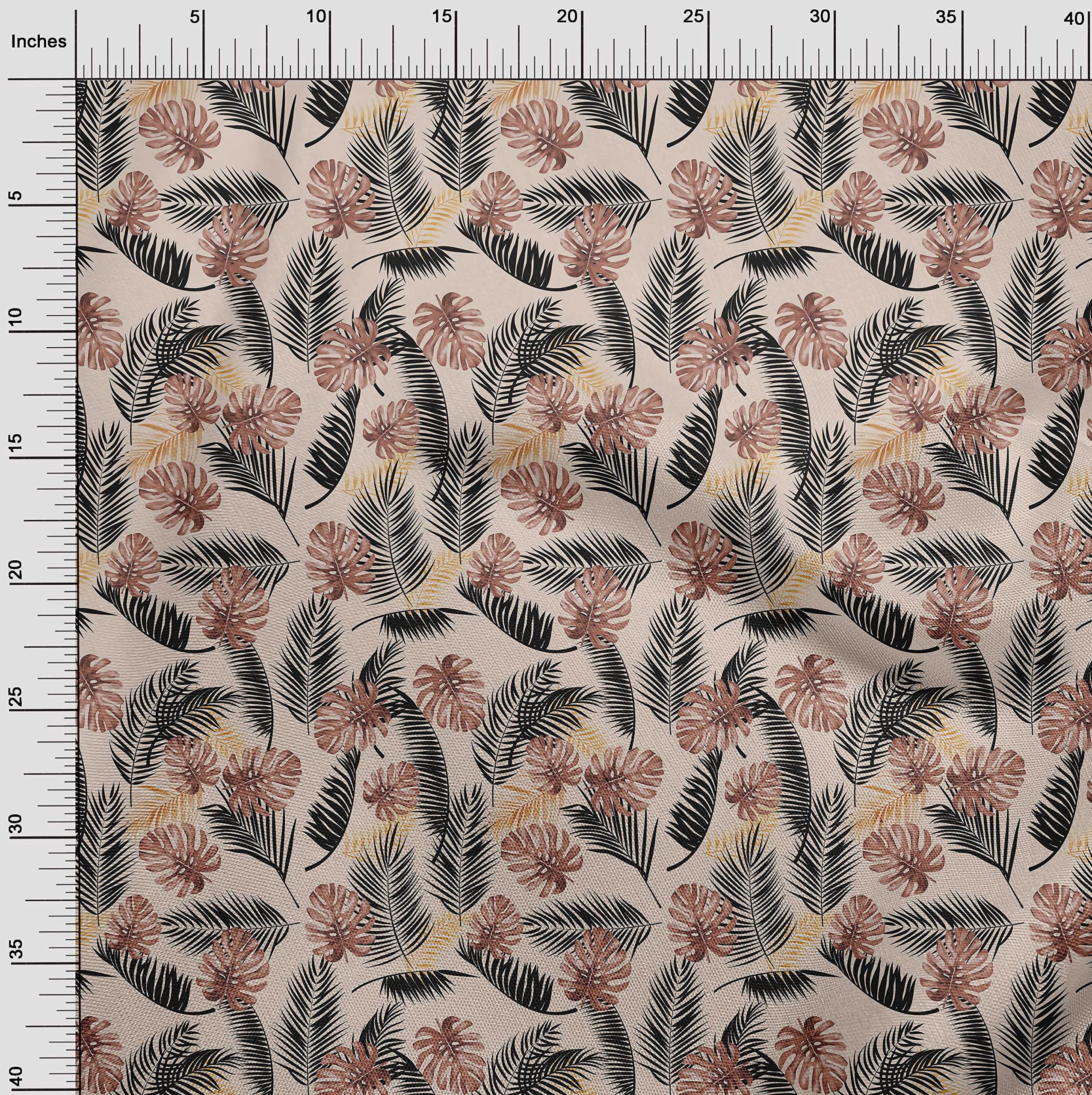 oneOone Rayon Peach Tropical Print Fabric - 56 Inch Wide by The Yard for DIY Clothing & Sewing Projects | Perfect for Summer Dresses, Blouses, and Home Decor