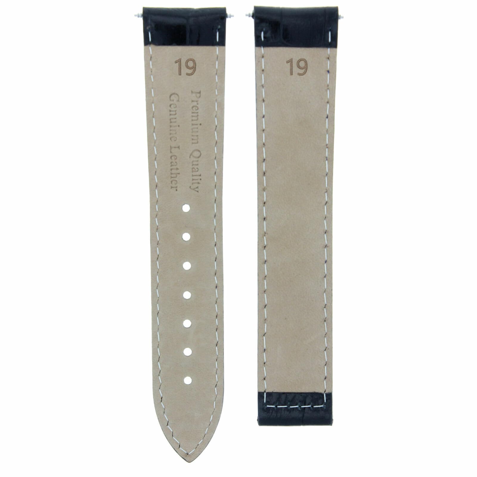 19mm Genuine Leather Watch Band Strap - Compatible with Omega Speedmaster & Seamaster - Black with Orange Stitching - Replacement Watch Strap for Men's Luxury Watches | Perfect for Business, Casual & Formal Occasions